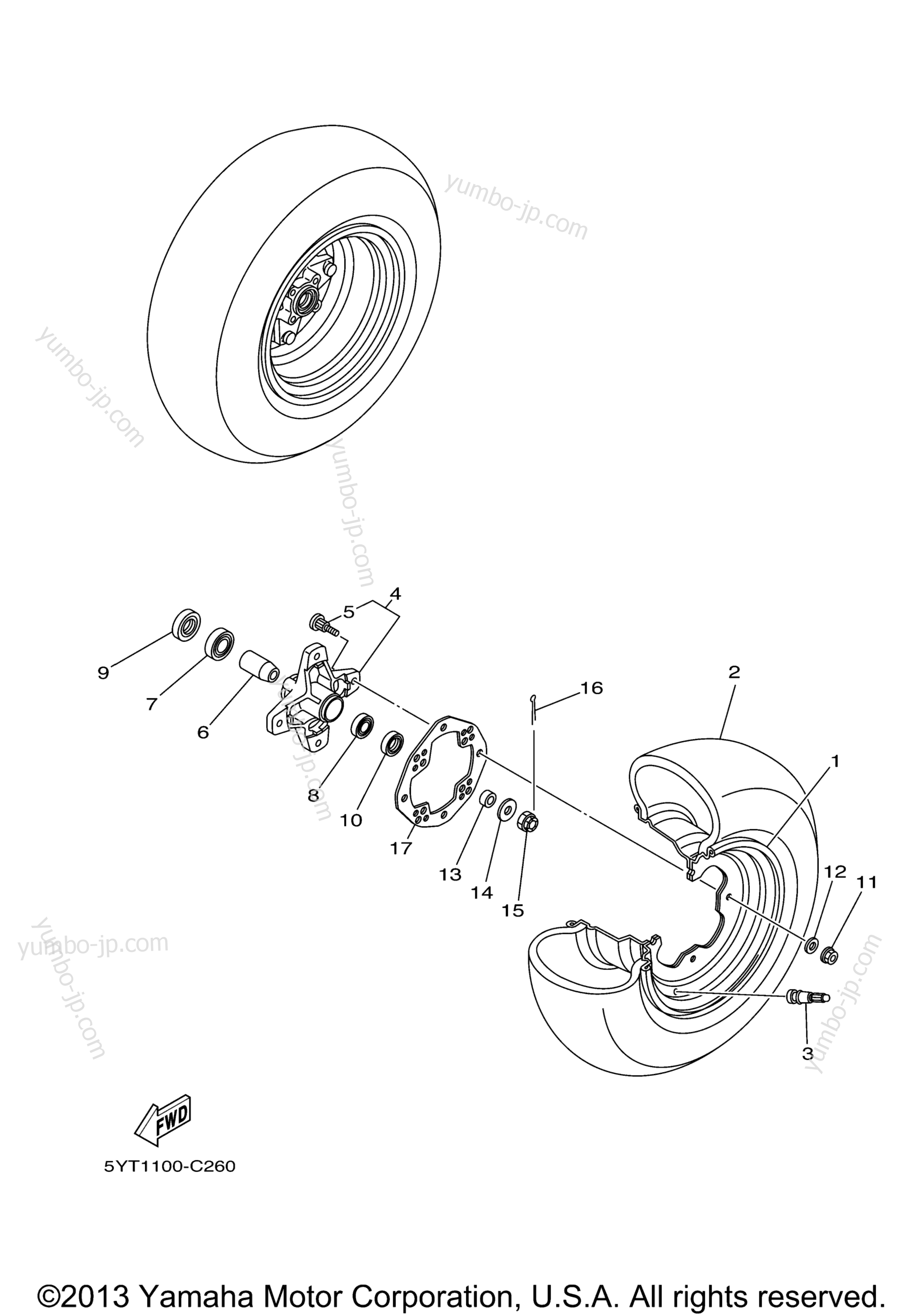 FRONT WHEEL for ATVs YAMAHA RAPTOR 350 (YFM35RW) 2007 year