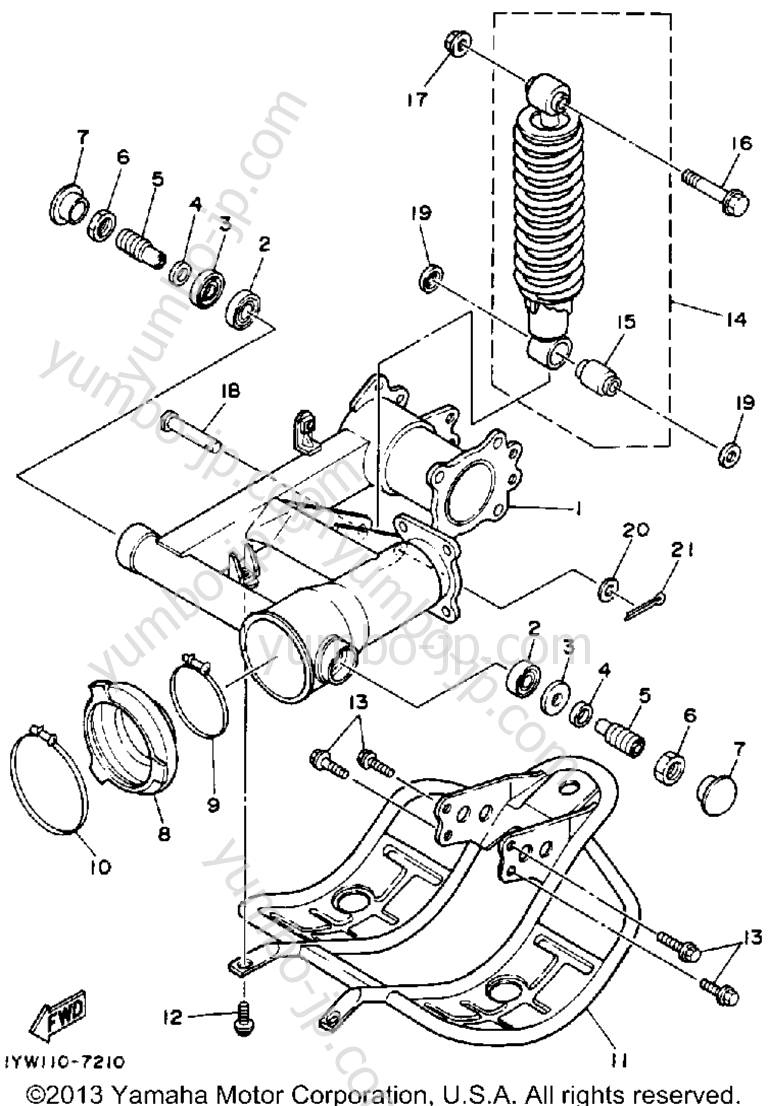 Swing Arm-Rear Shocks for ATVs YAMAHA MOTO-4 (YFM350ERT) 1987 year