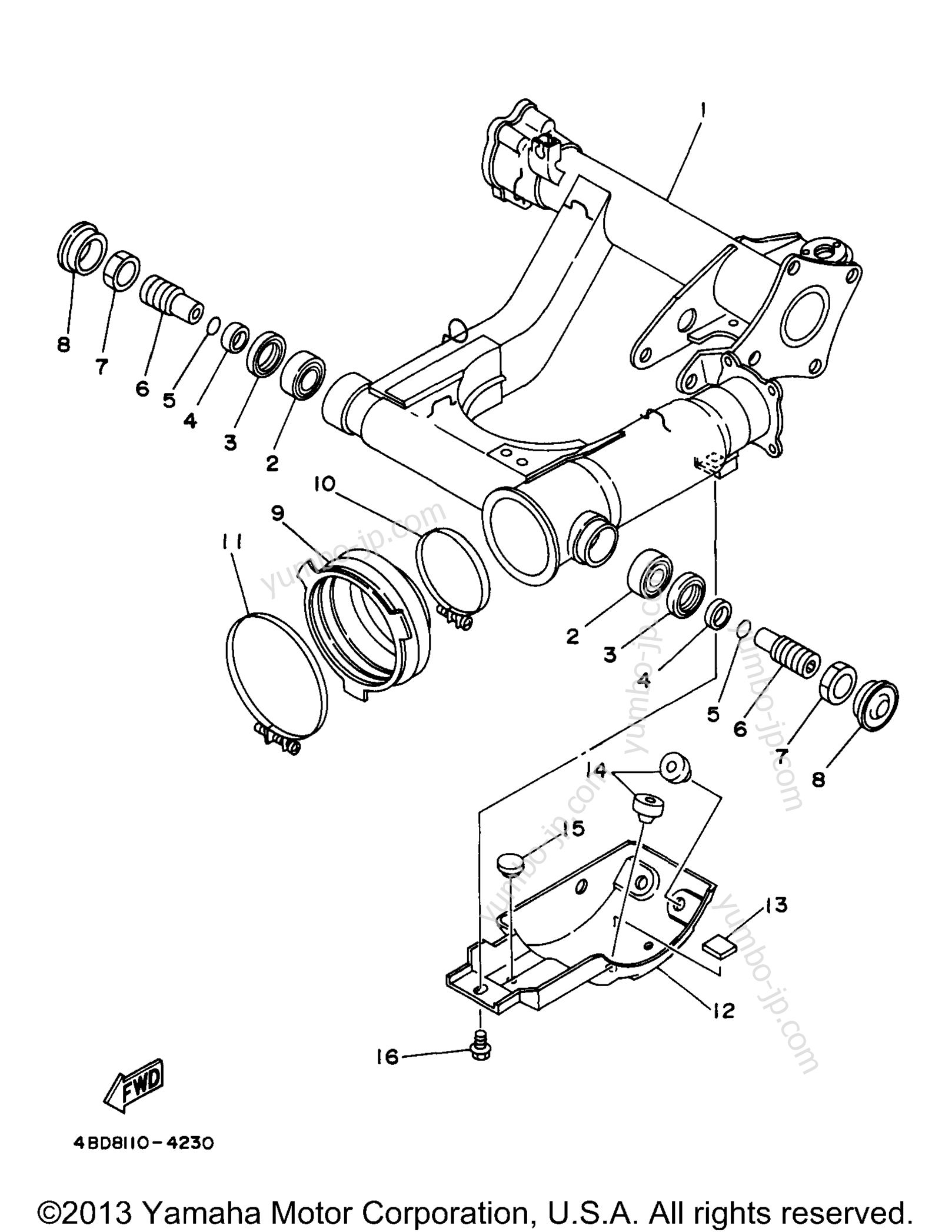 REAR ARM для квадроциклов YAMAHA TIMBERWOLF 2WD (YFB250UJ_M) 1997 г.