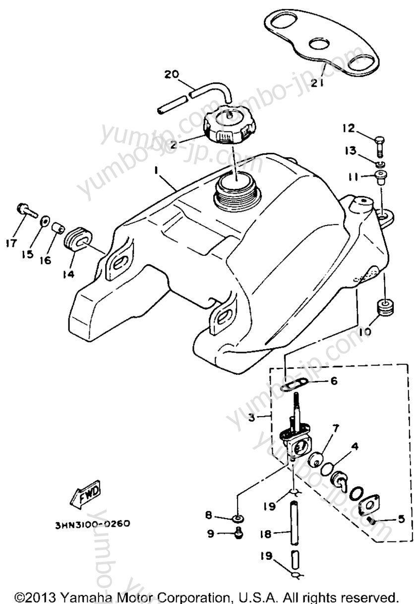 Топливный бак для квадроциклов YAMAHA BIG BEAR 4WD (YFM350FWE) 1993 г.