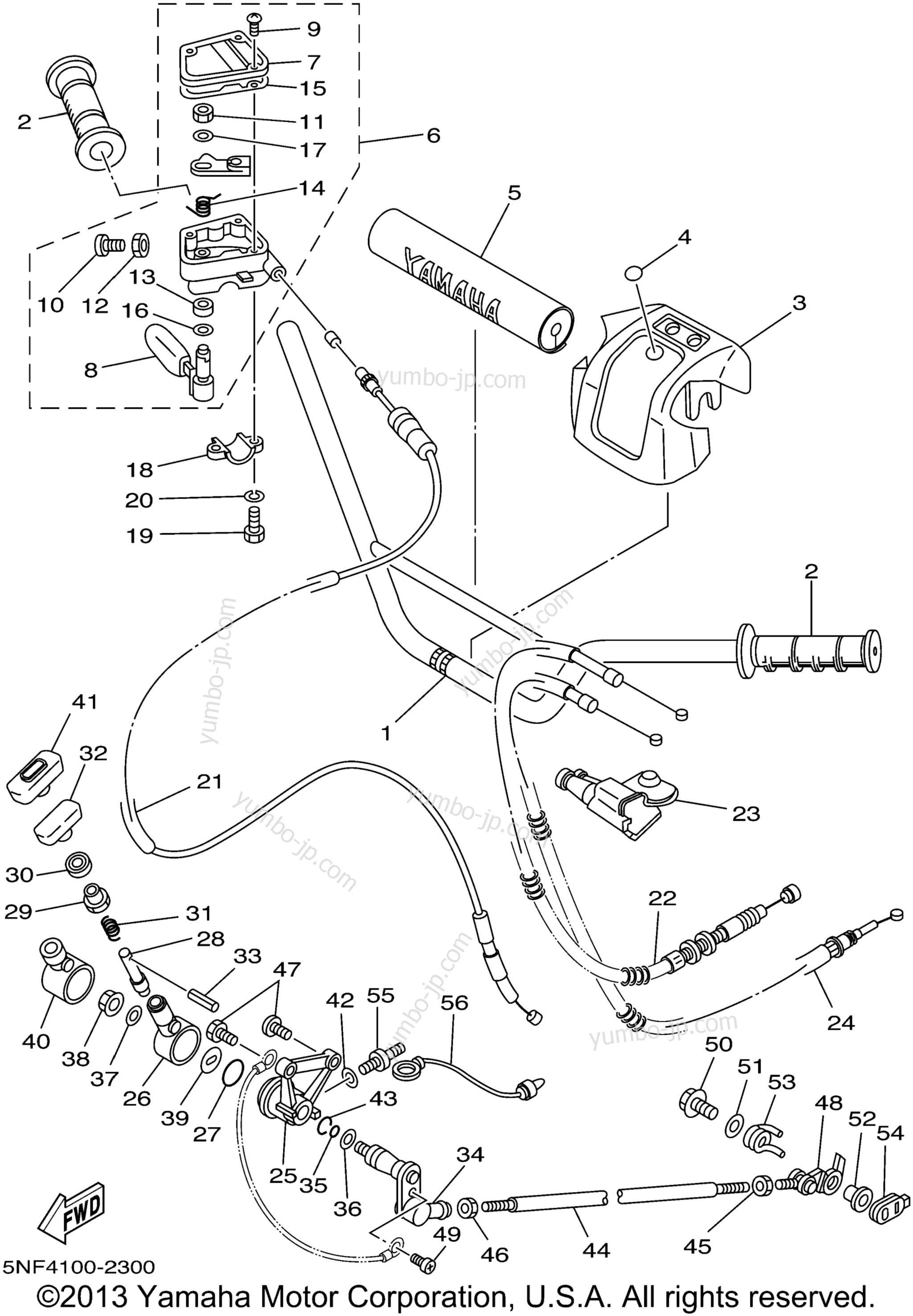 Steering Handle Cable для квадроциклов YAMAHA WARRIOR (YFM350XPC) CA 2002 г.