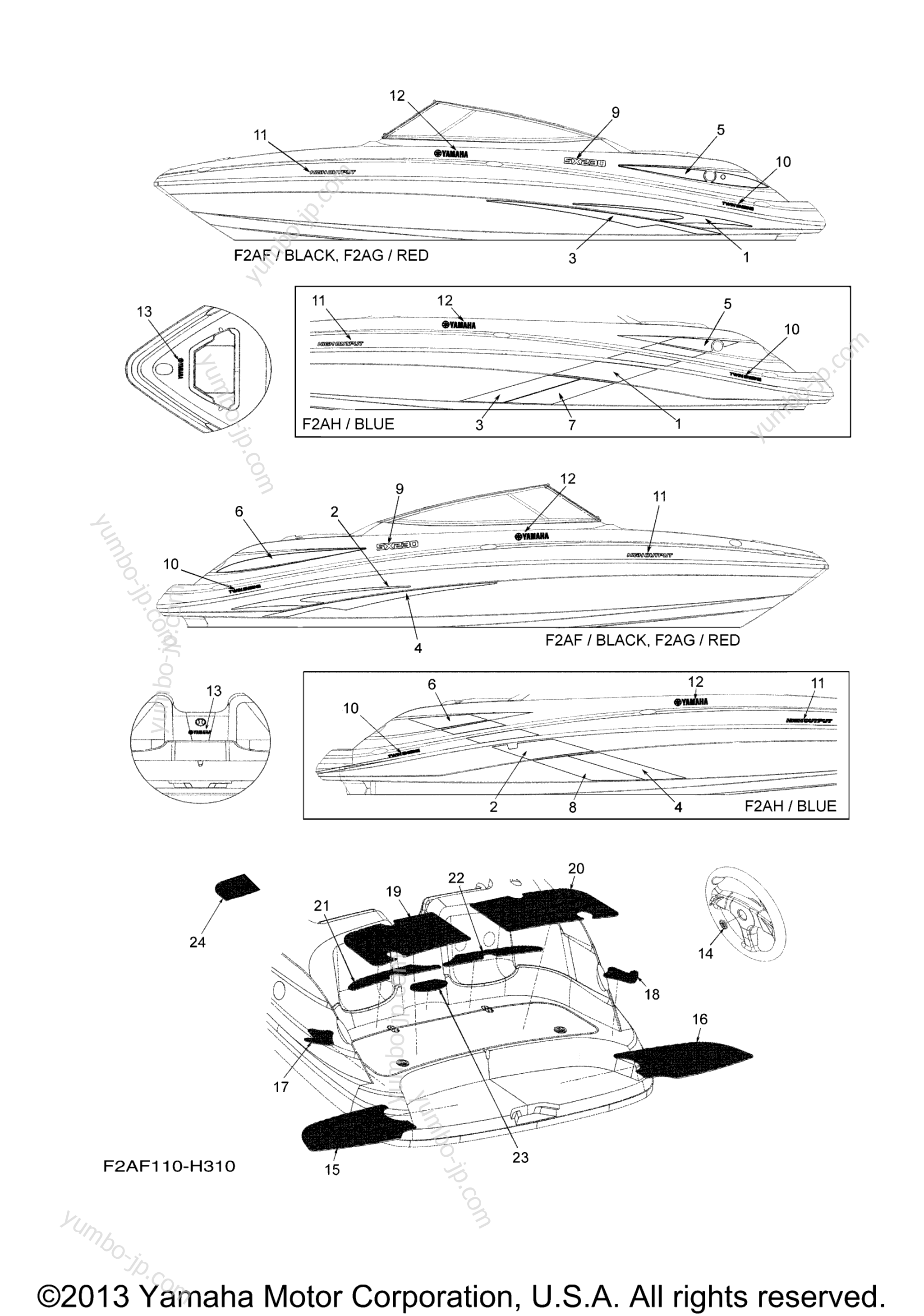 Graphics Mats for boats YAMAHA SX230 HIGH OUTPUT (SXT1100EH) 2009 year