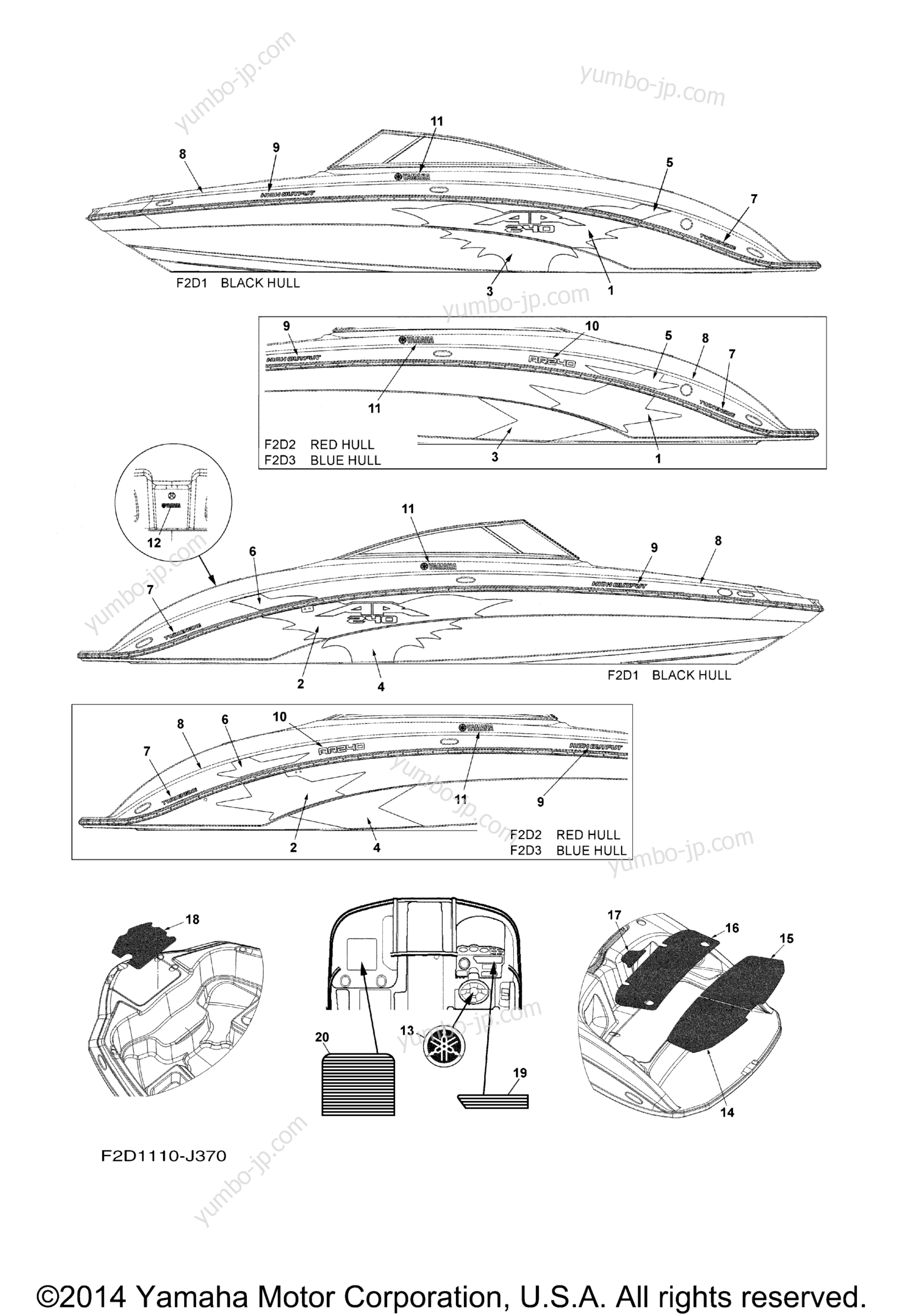Graphics & Mats для катеров YAMAHA AR240 HIGH OUTPUT (SXT1800AJ) 2010 г.