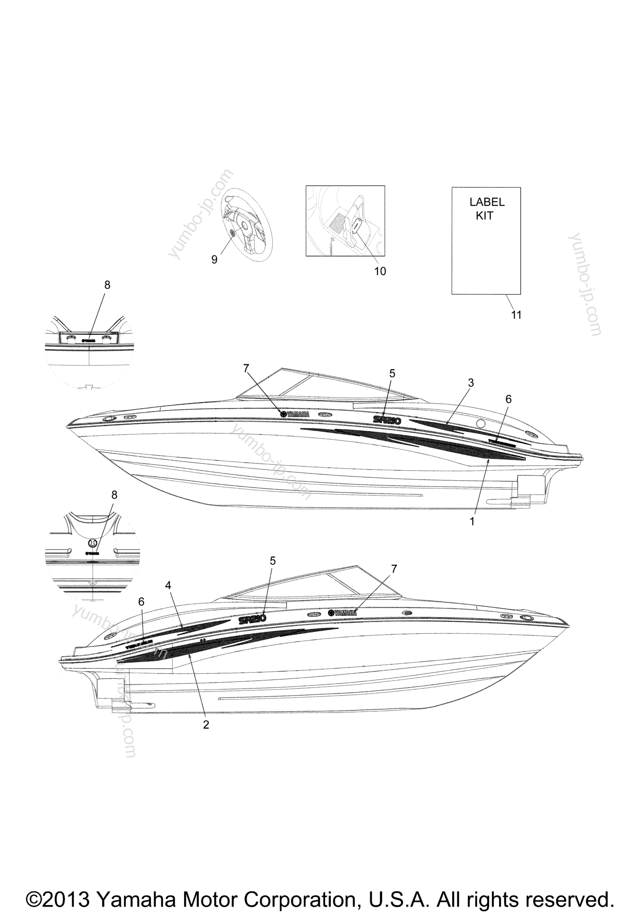 Graphics for boats YAMAHA SR210 (FRT1100F) 2007 year