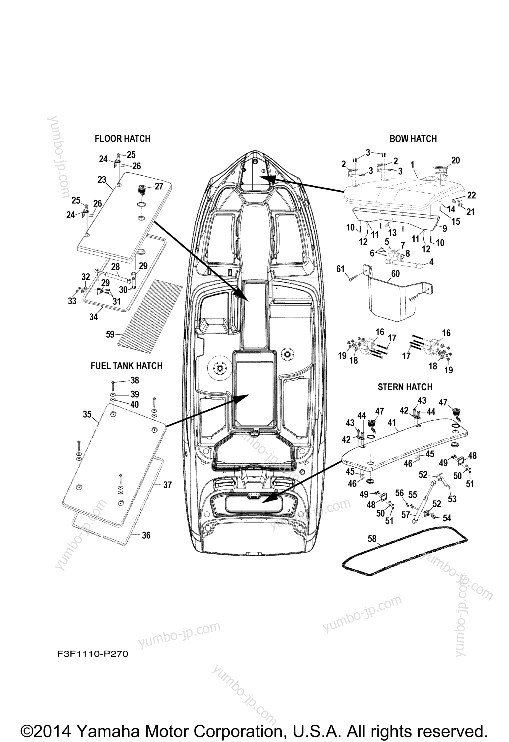 Deck Hatch 1 для катеров YAMAHA 242 LIMITED CALIFORNIA (SAT1800JLP) CA 2015 г.