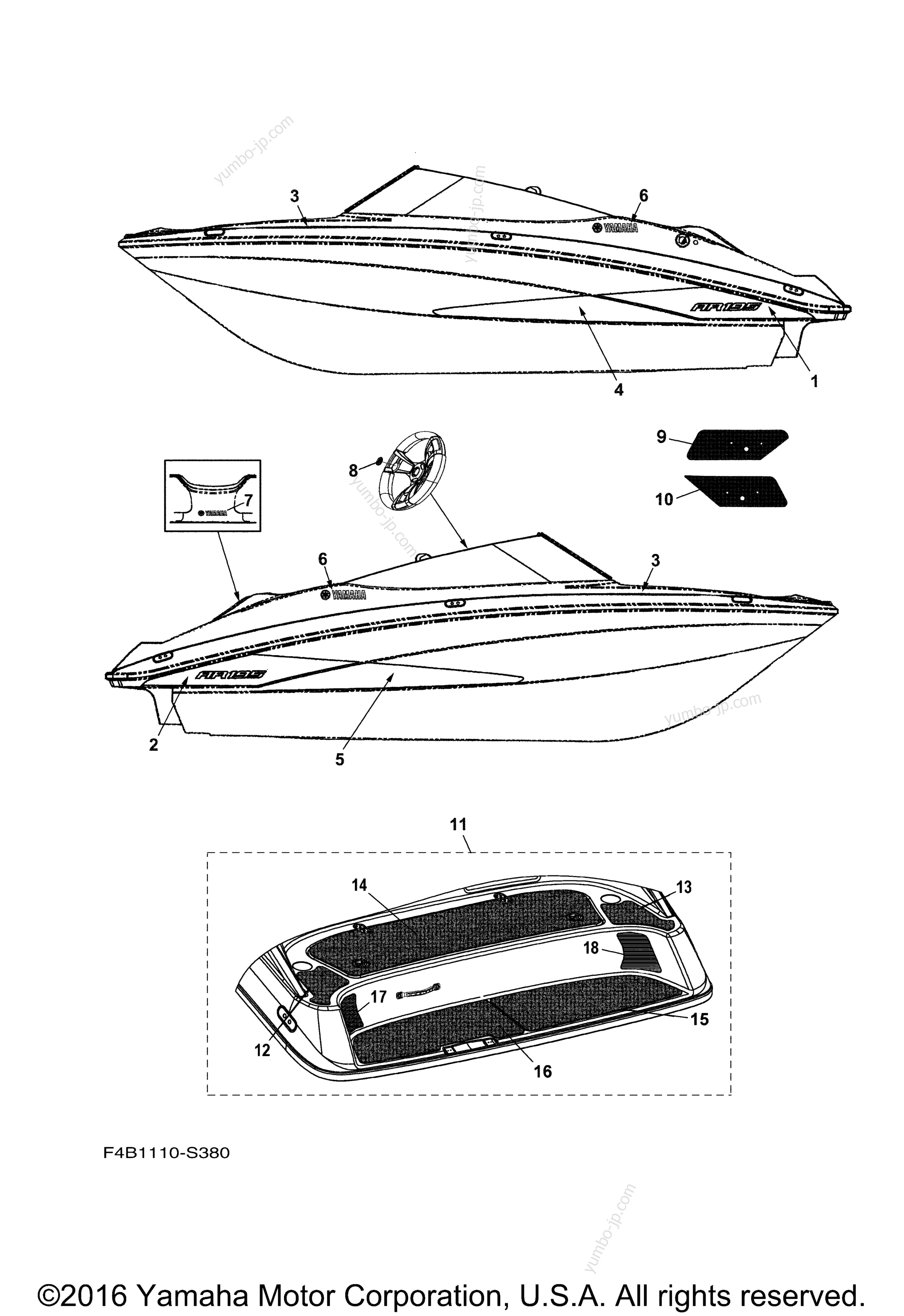 Graphics & Mats for boats YAMAHA AR195 (RP1800AS) 2017 year