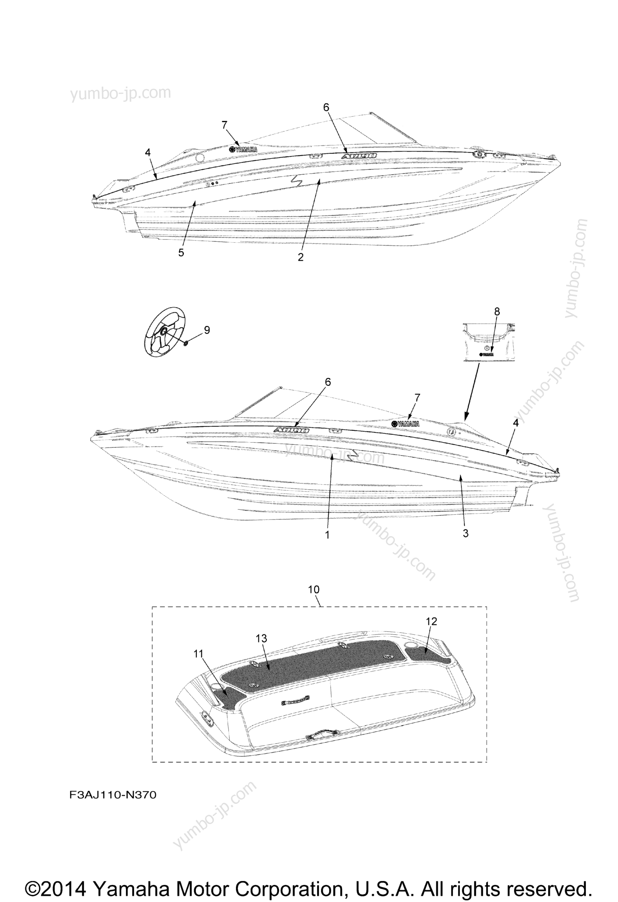 Graphics & Mats for boats YAMAHA AR190 CALIFORNIA (RX1800ALN) CA 2014 year