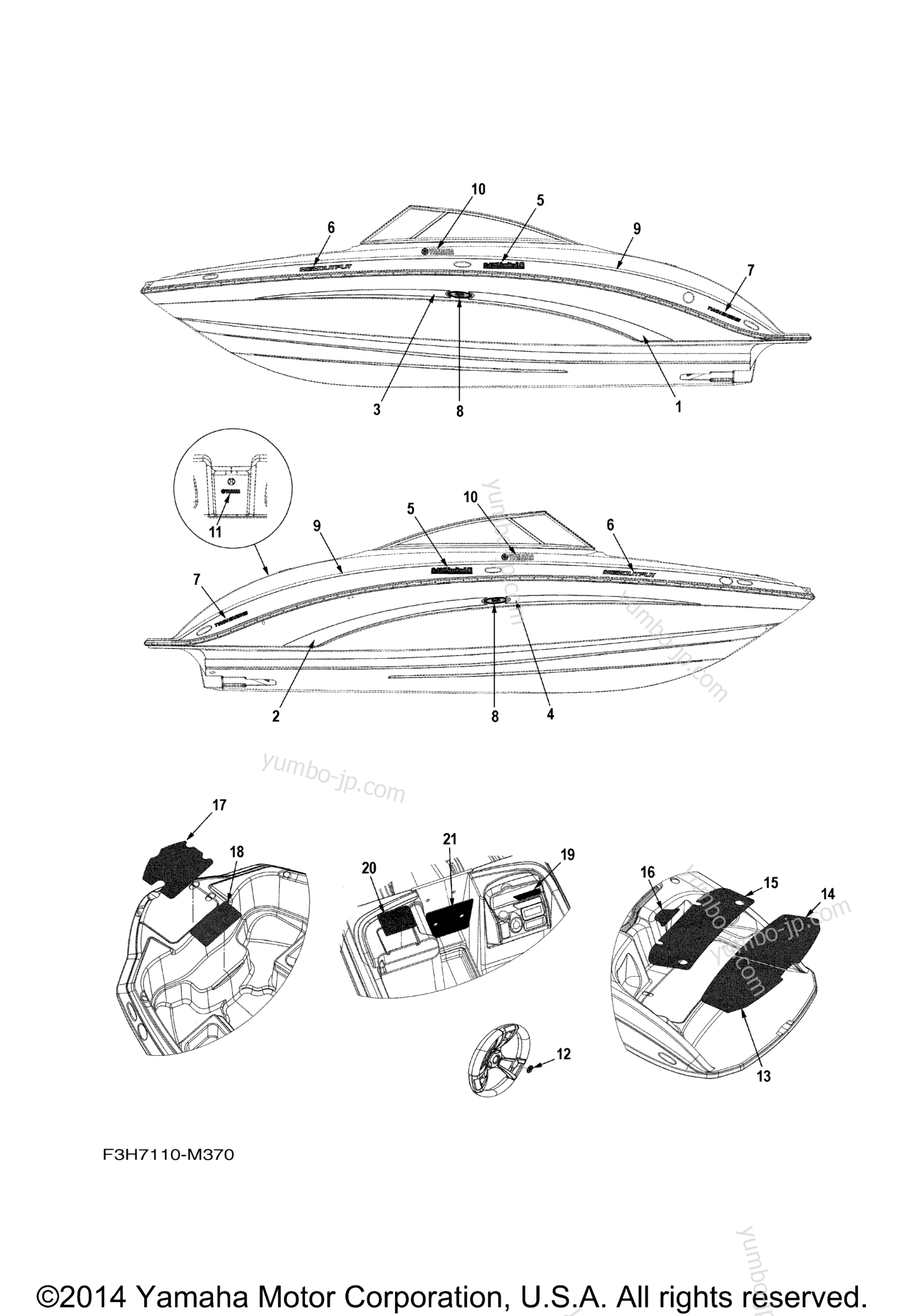 Graphics & Mats for boats YAMAHA 242 LIMITED (SXT1800JM) 2013 year