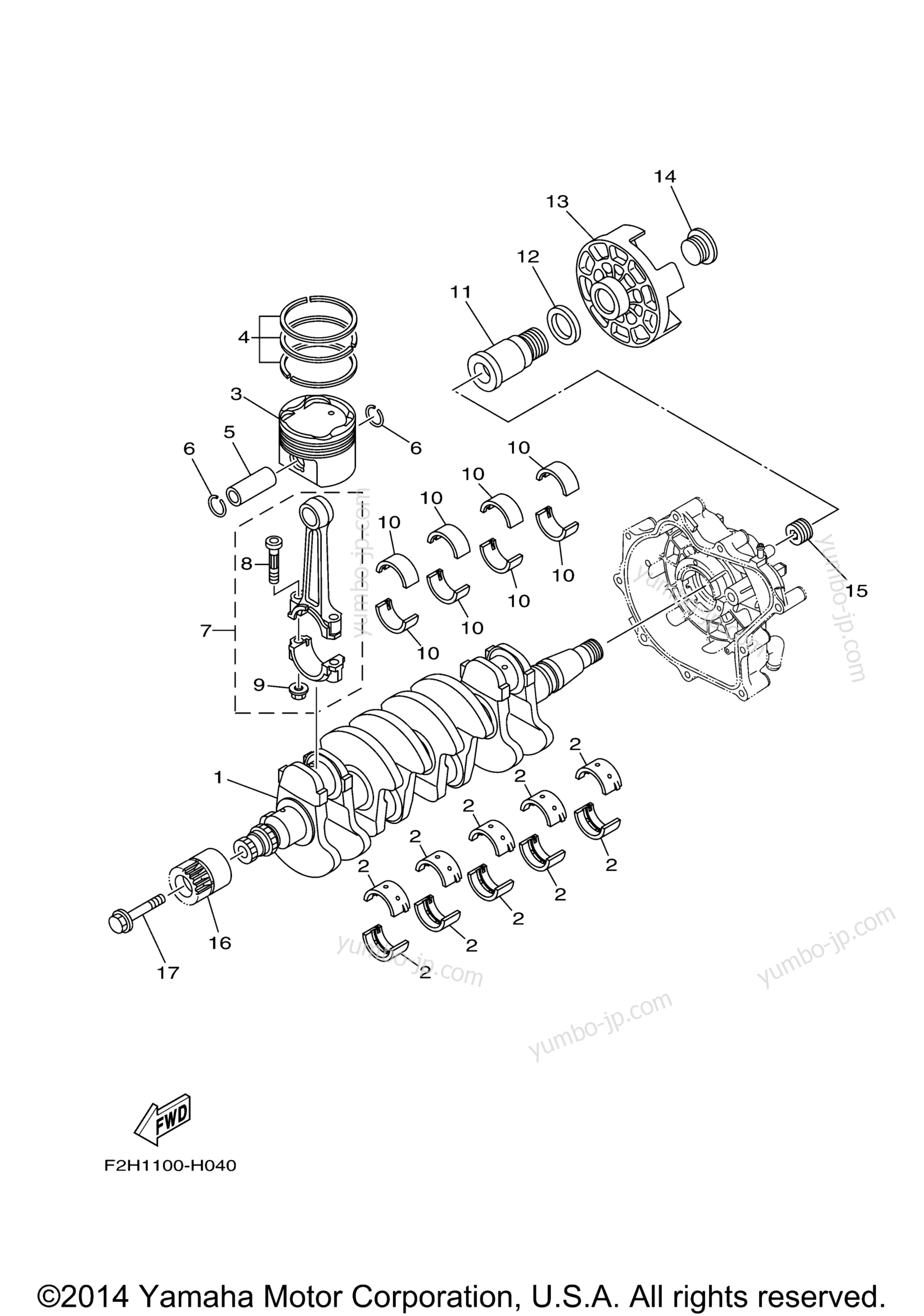 Crankshaft & Piston для катеров YAMAHA AR240 HIGH OUTPUT (SXT1800BK) 2011 г.
