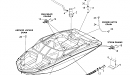 Deck Drain Fittings для катера YAMAHA SX190 CALIFORNIA (RX1800CLN) CA2014 г. 
