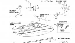 Deck Drain Fittings for катера YAMAHA 242 LIMITED CALIFORNIA (SAT1800JLP) CA2015 year 