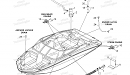 Deck Drain Fittings для катера YAMAHA SX190 CALIFORNIA (RX1800BLR) CA2016 г. 