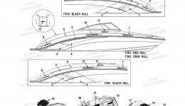 Graphics & Mats for катера YAMAHA AR240 CALIFORNIA (SXT1800CLM) CA2013 year 