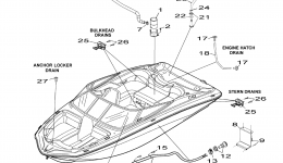 Deck Drain Fittings for катера YAMAHA SX192 (RM1800CN)2014 year 