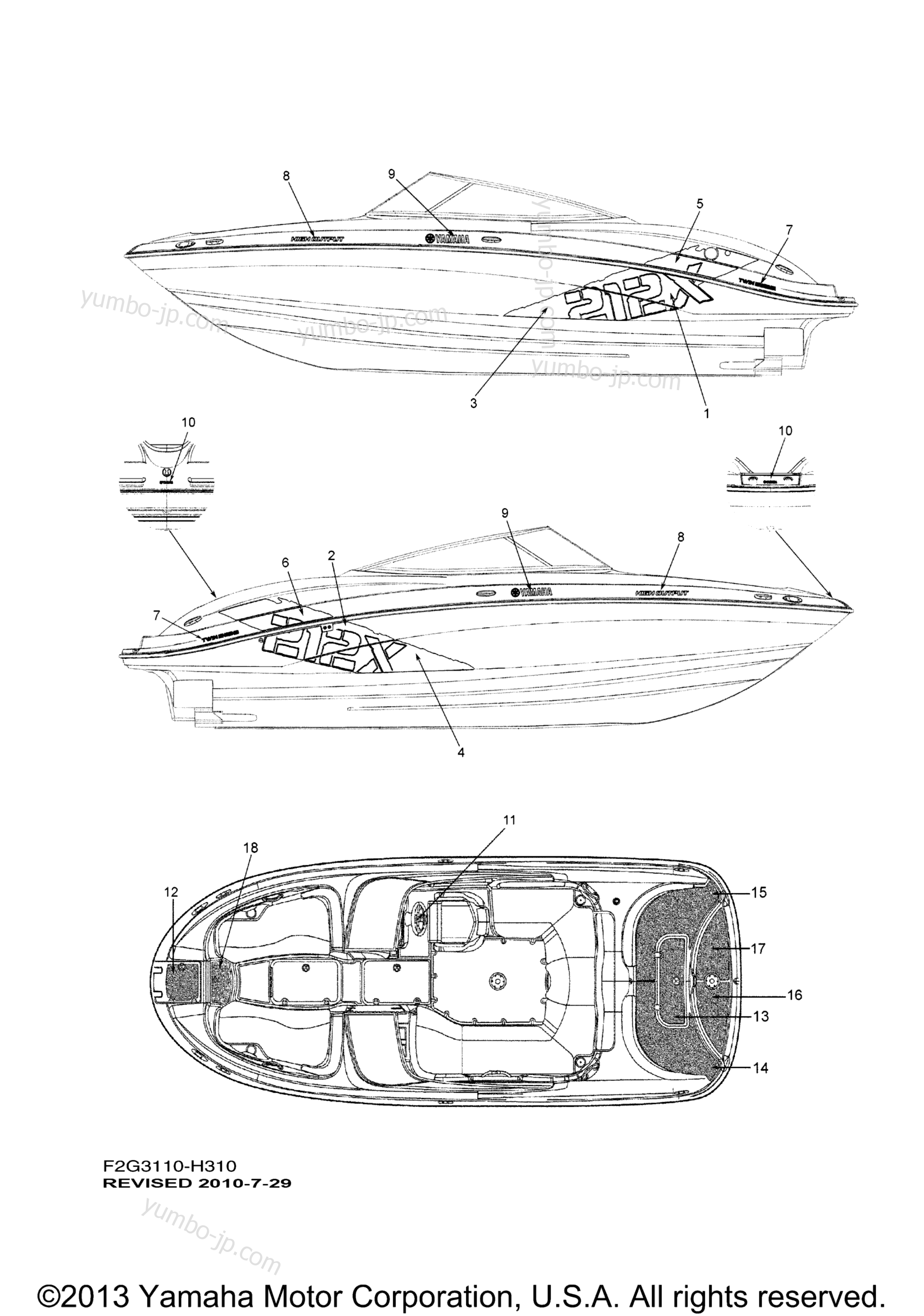 Graphics for boats YAMAHA 212 X (FAT1100BLH) CA 2009 year