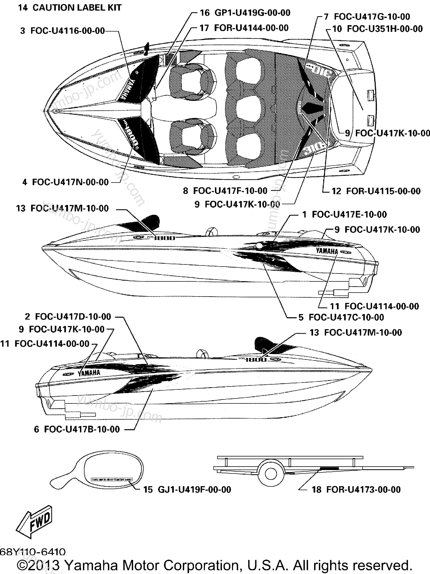 Graphics для катеров YAMAHA XR1800 (XRT1200Z) 2001 г.