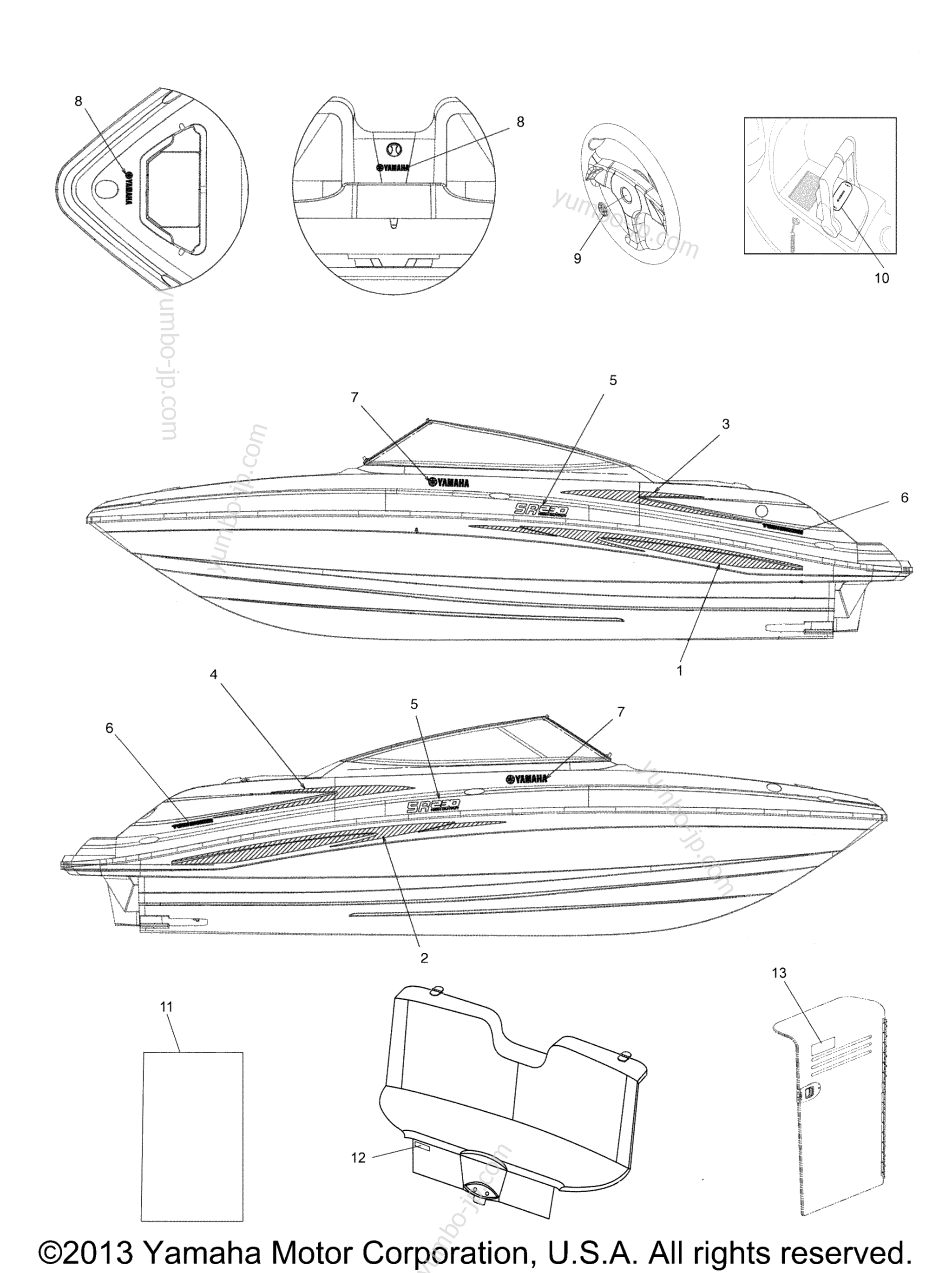 Graphics for boats YAMAHA SR230 HO (SXT1100F) 2007 year