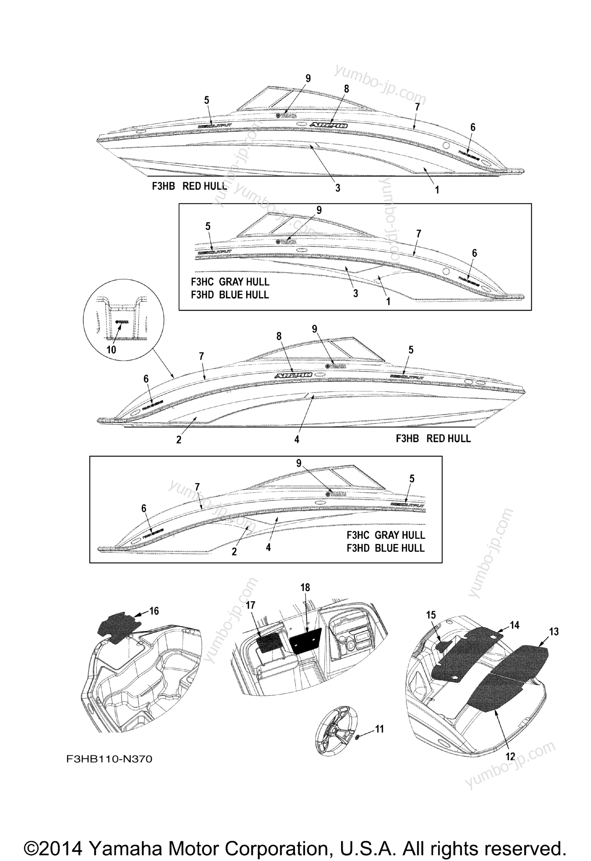 Graphics & Mats для катеров YAMAHA AR240 (SXT1800AN) 2014 г.