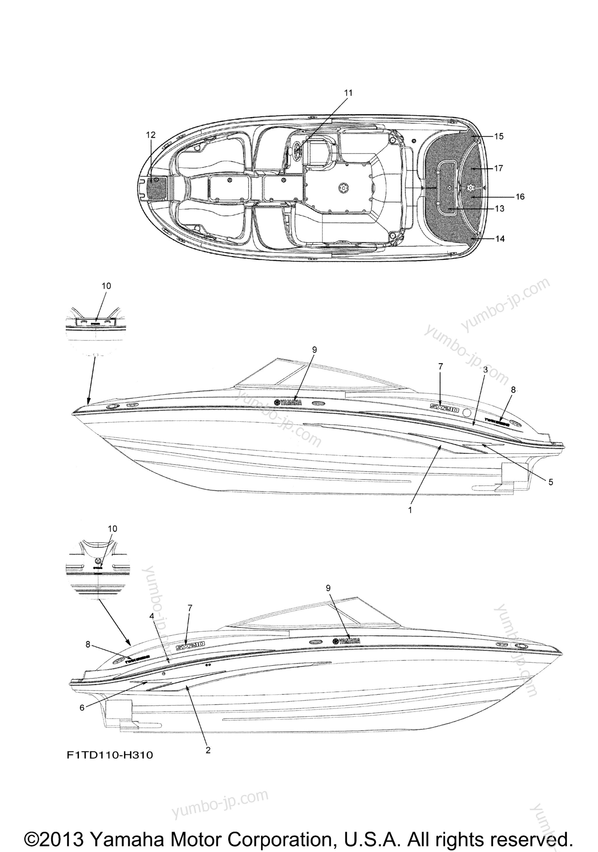 Graphics for boats YAMAHA SX210 (FRT1100BH) 2009 year