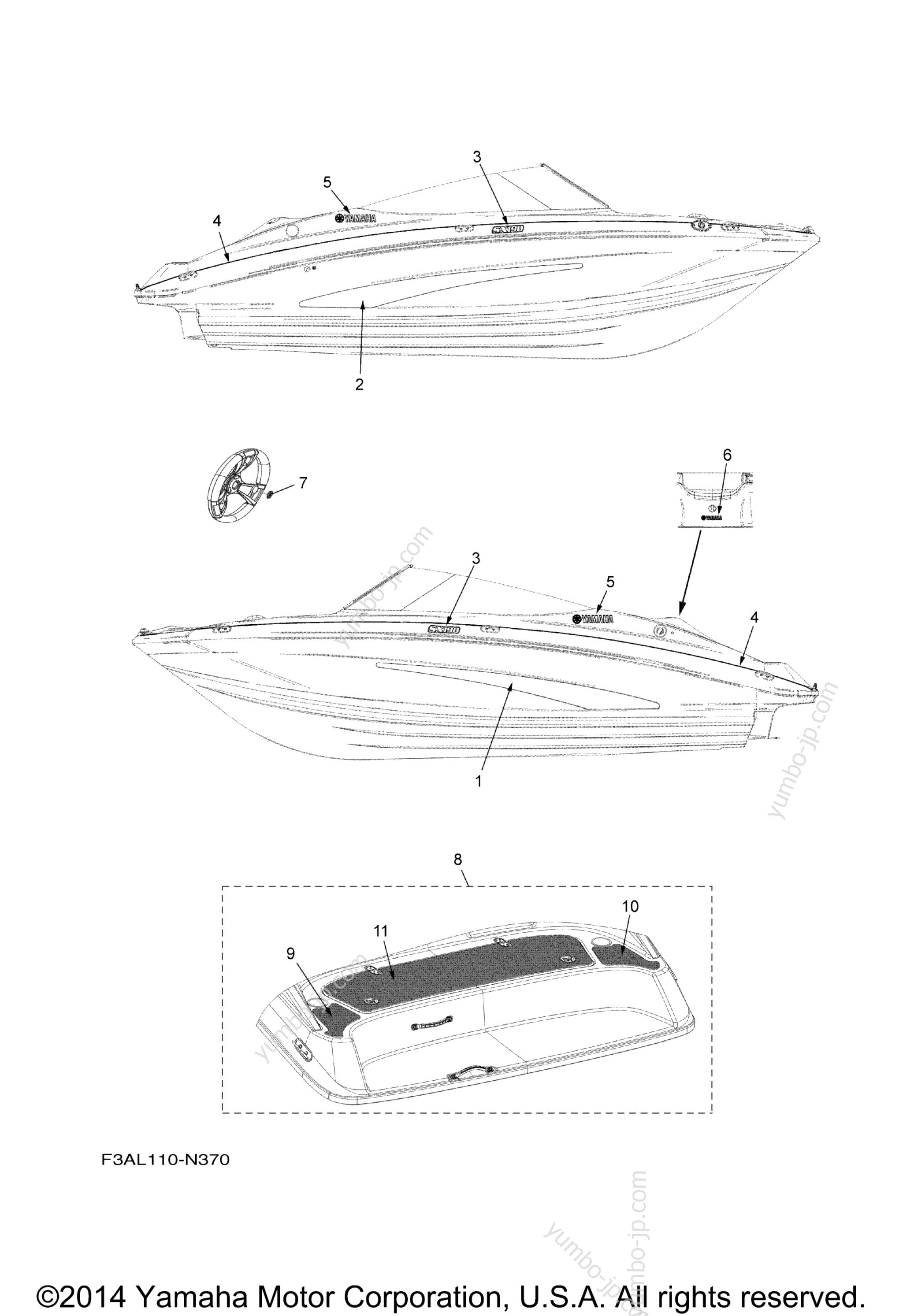 Graphics & Mats for boats YAMAHA SX190 (RX1800DN) 2014 year