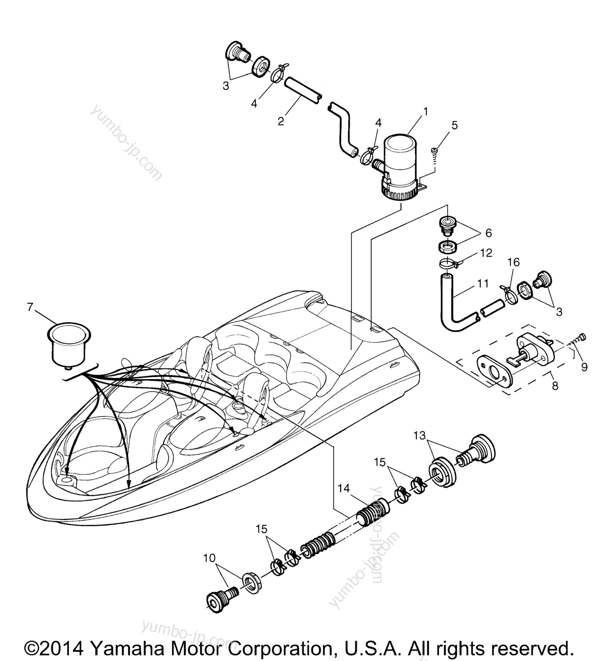 Deck Drain Fittings для катеров YAMAHA LX210 Cranberry (LST1200BB) 2003 г.