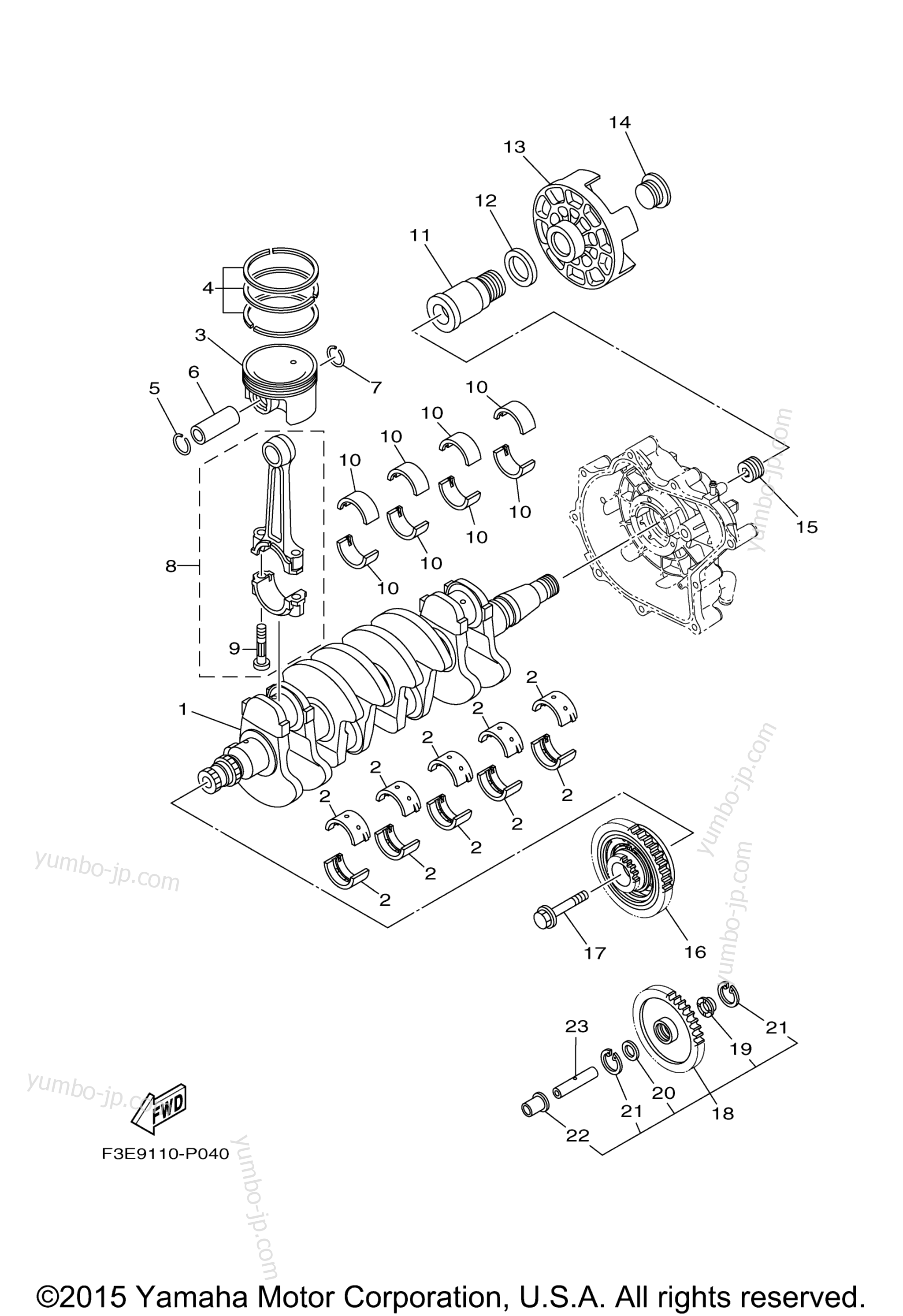 Crankshaft & Piston для катеров YAMAHA AR192 (RM1800AR) 2016 г.
