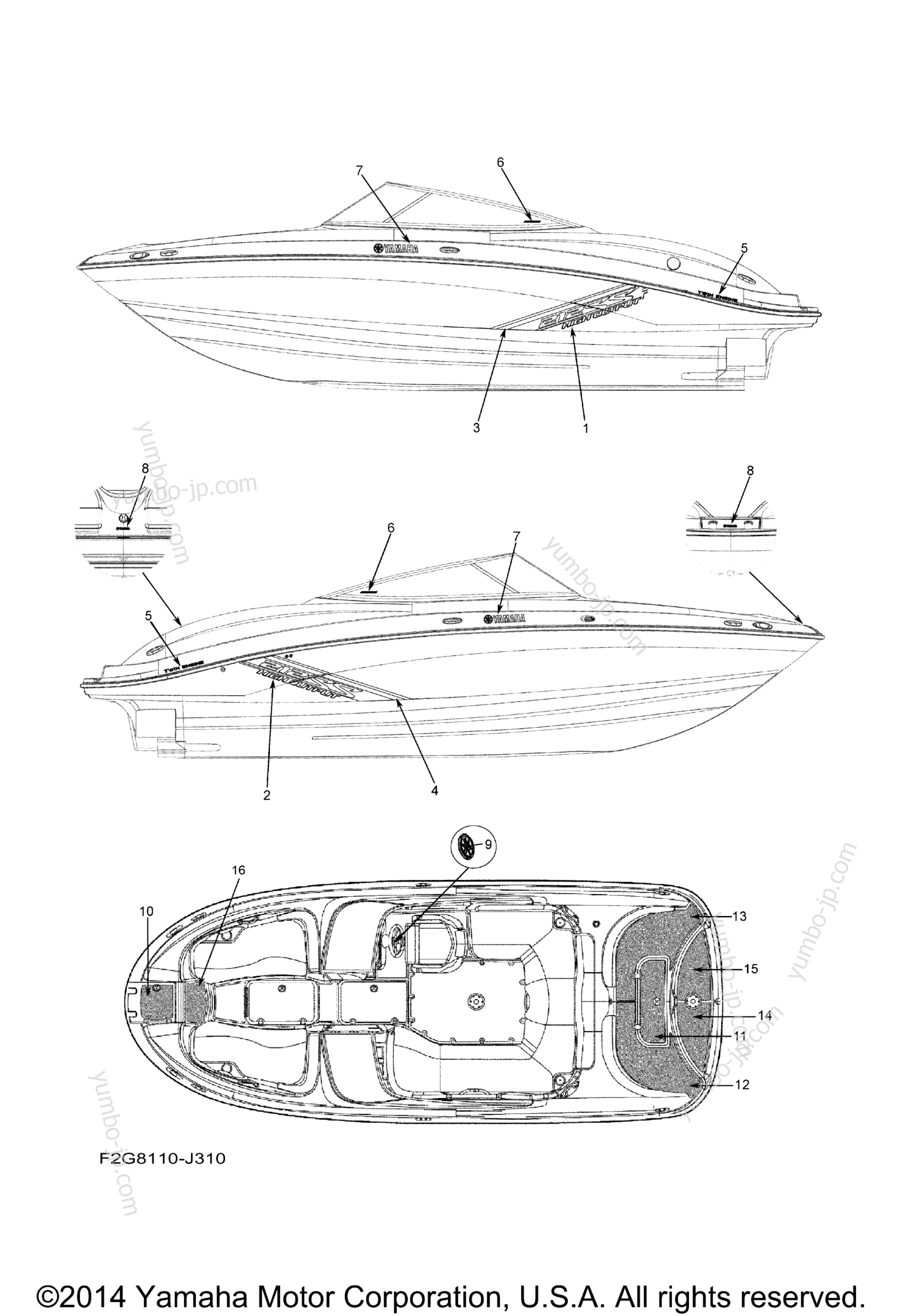 Graphics для катеров YAMAHA 212SS (FAT1100CJ) 2010 г.