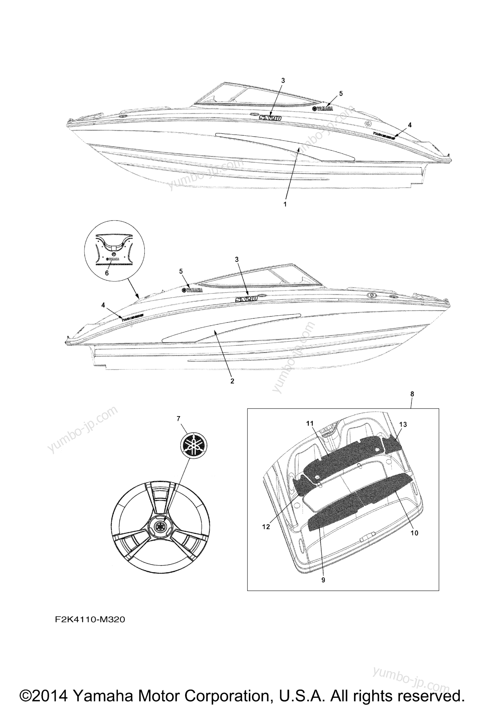 Graphics for boats YAMAHA SX210 (LAT1100BM) 2013 year