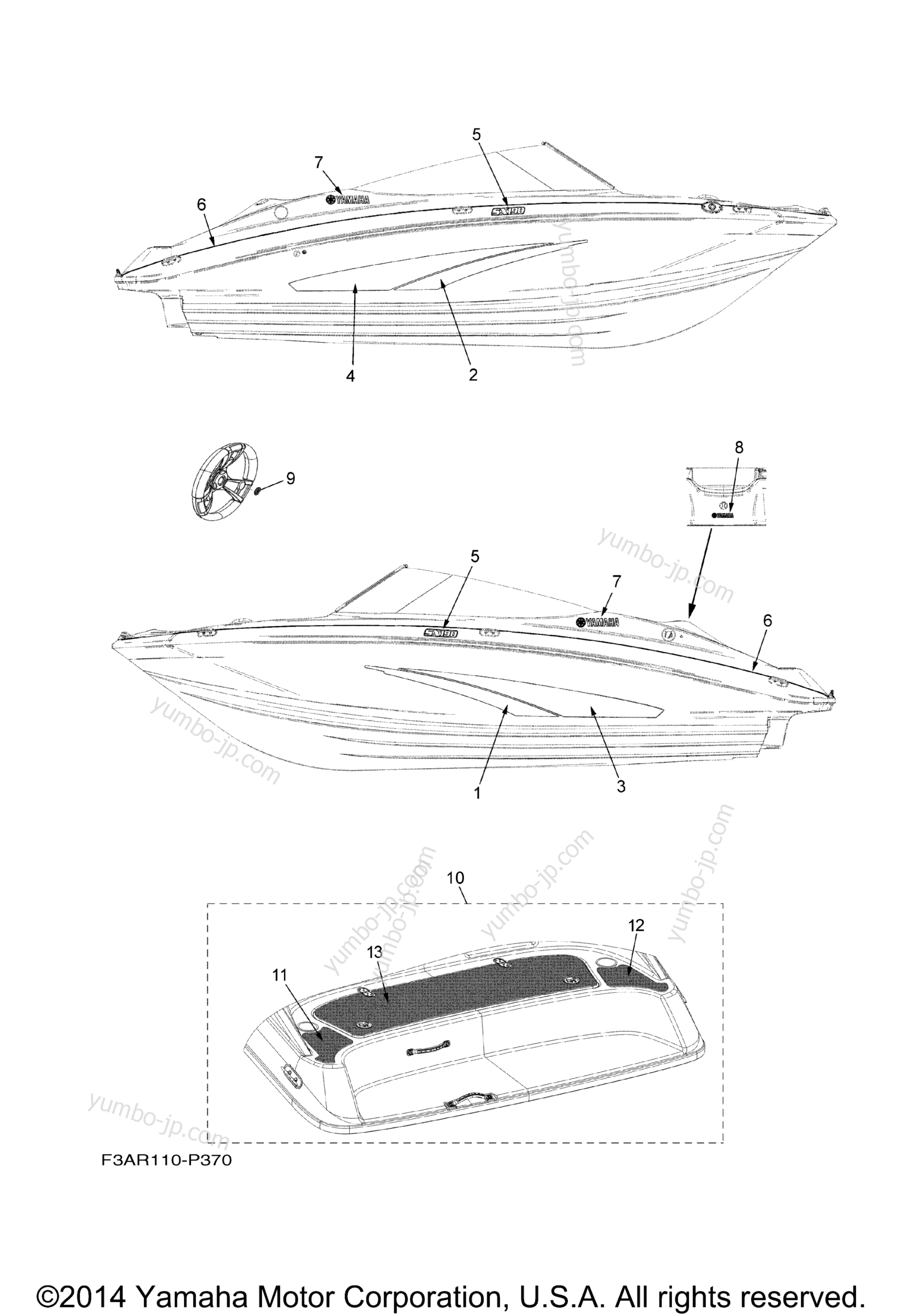 Graphics & Mats for boats YAMAHA SX190 CALIFORNIA (RX1800CLP) CA 2015 year