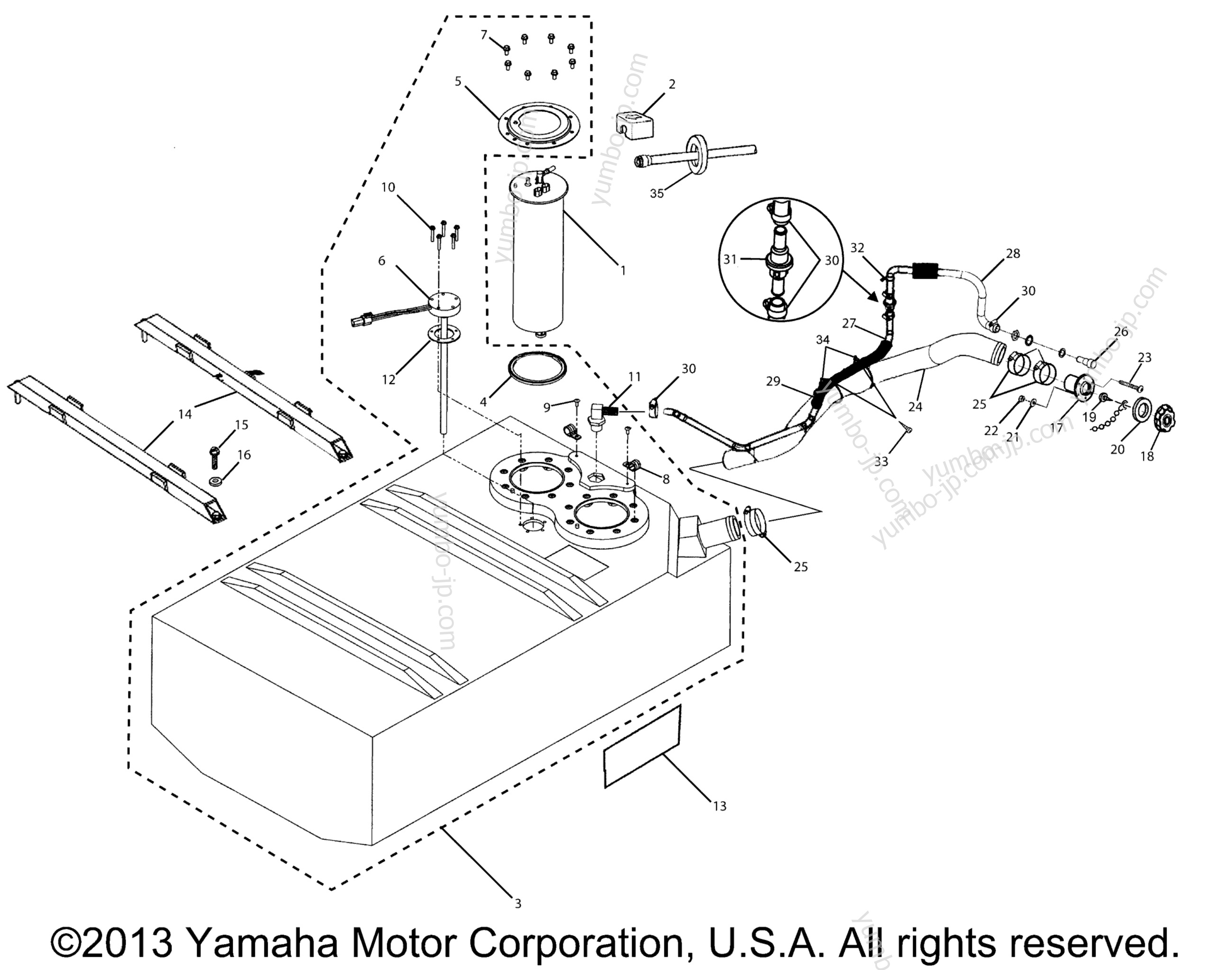 Топливный бак для катеров YAMAHA AR230 HO (ORANGE) (SXT1100DF) 2007 г.