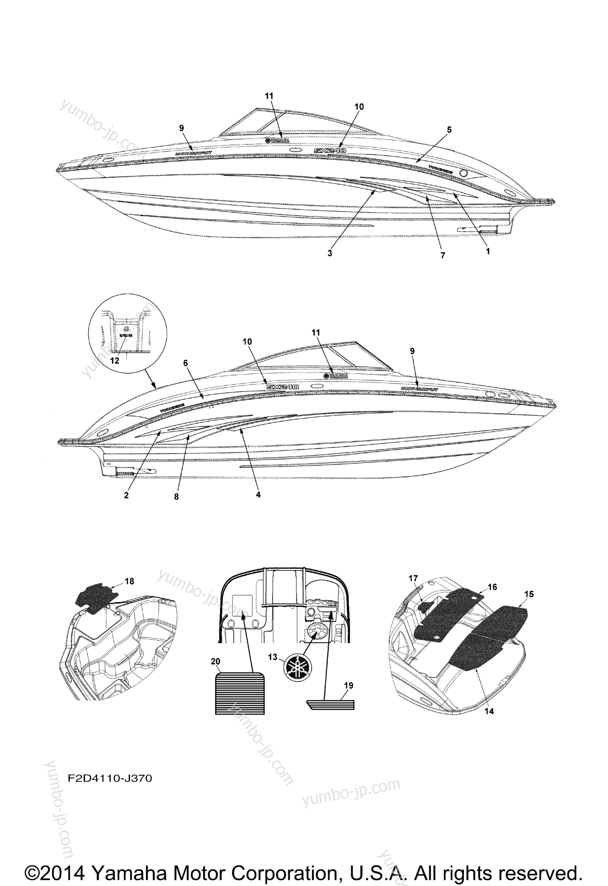 Graphics & Mats for boats YAMAHA SX240 HIGH OUTPUT (SXT1800EJ) 2010 year
