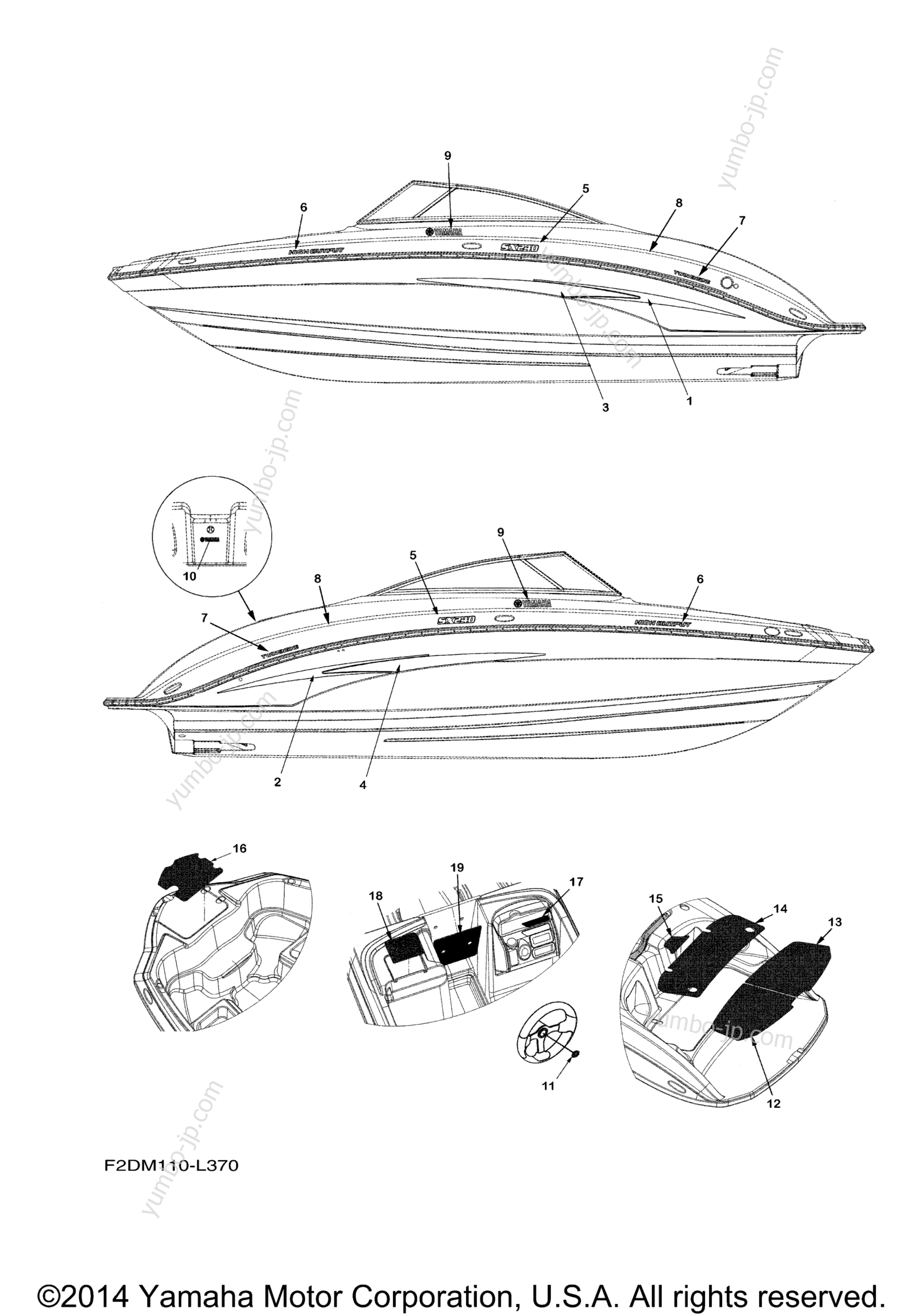 Graphics & Mats for boats YAMAHA SX240 HIGH OUTPUT (SXT1800DL) 2012 year