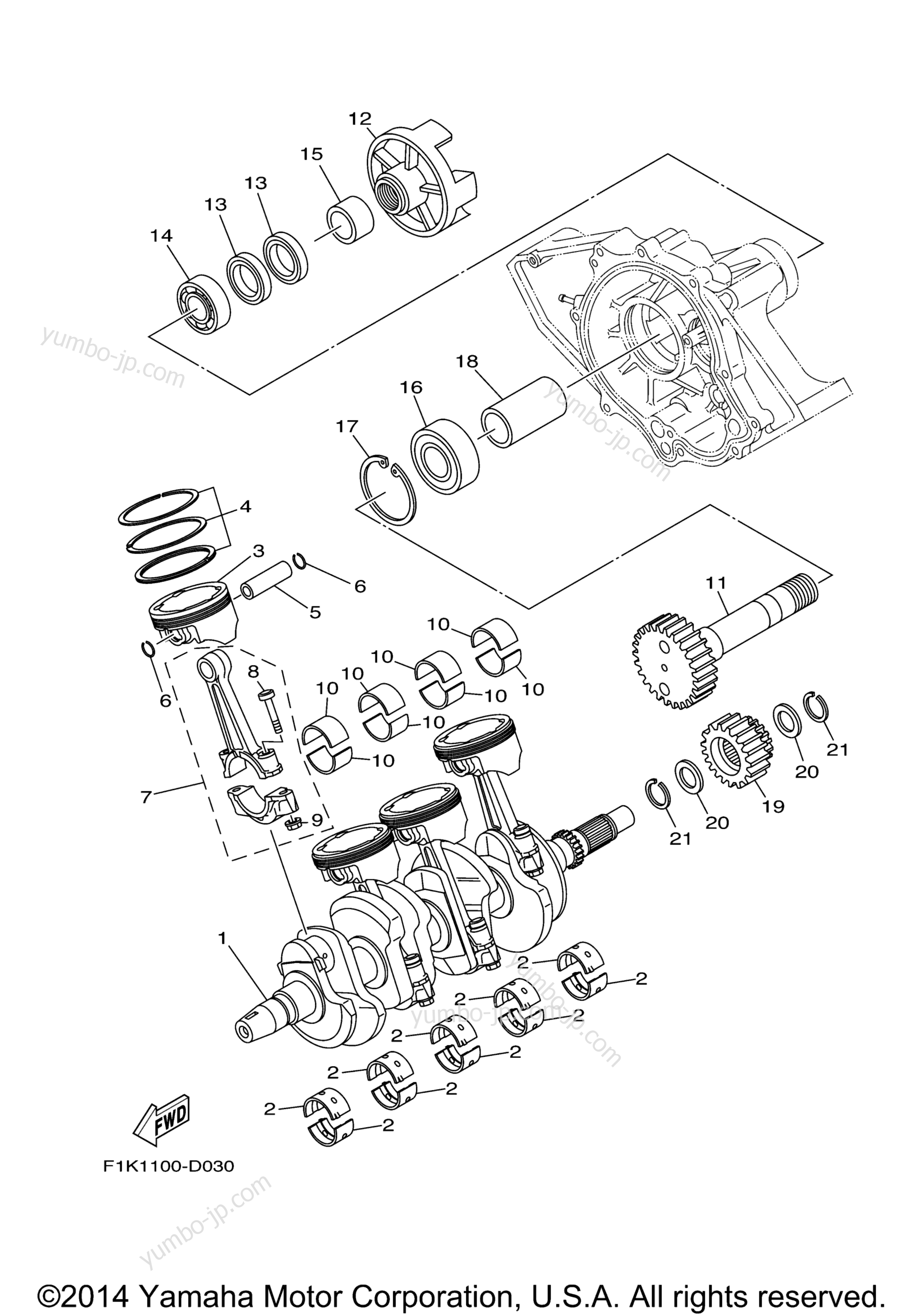 Crankshaft & Piston для катеров YAMAHA AR210 (LAT1100AP) 2015 г.