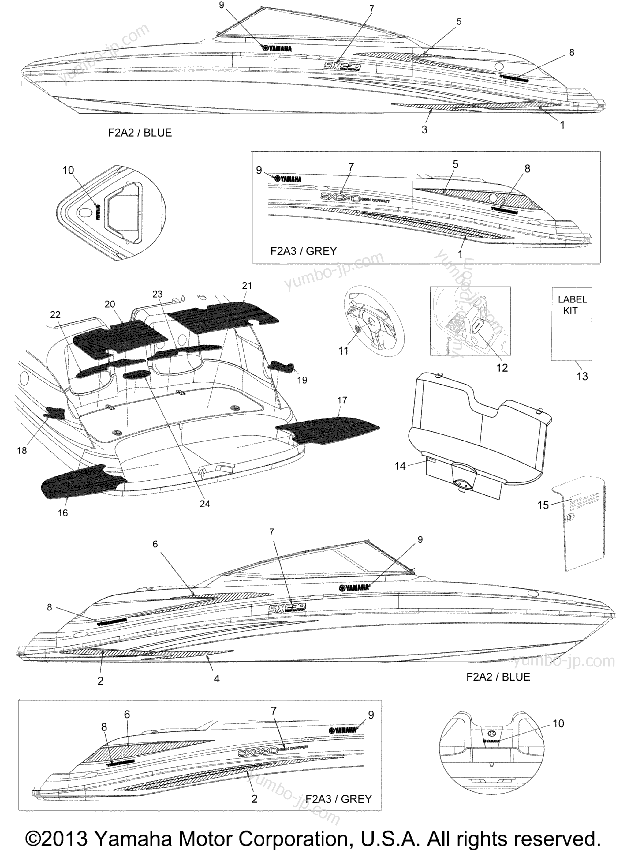 Graphics Mats for boats YAMAHA SX230 HO (TAN) (SXT1100BF) 2007 year