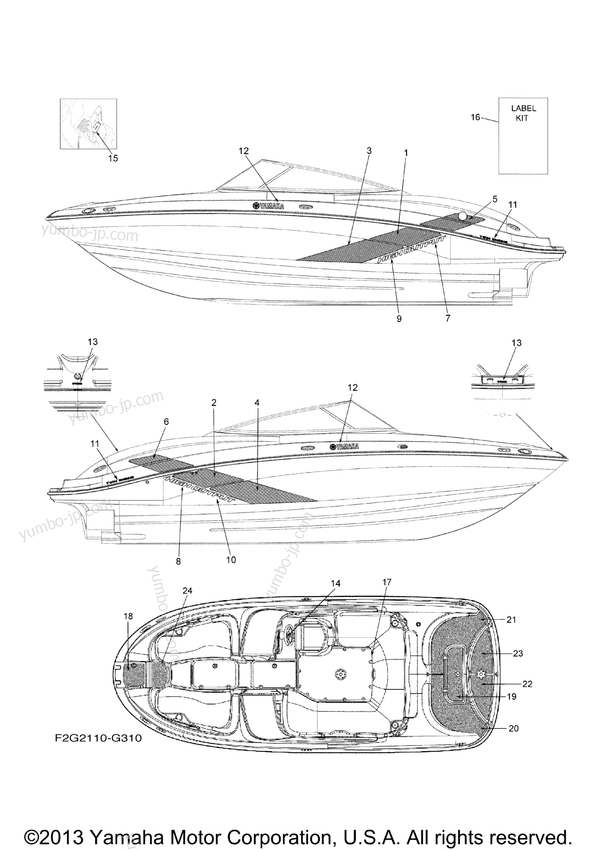 Graphics for boats YAMAHA 212SS (FAT1100BG) 2008 year