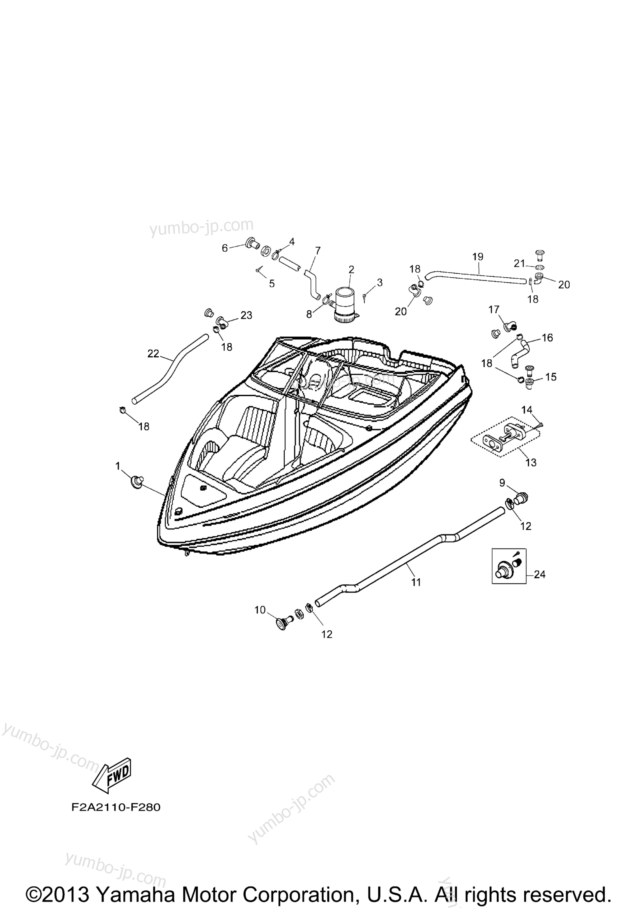Deck Drain Fittings for boats YAMAHA AR230 HO CA & NY (SXT1100BLG) CA 2008 year