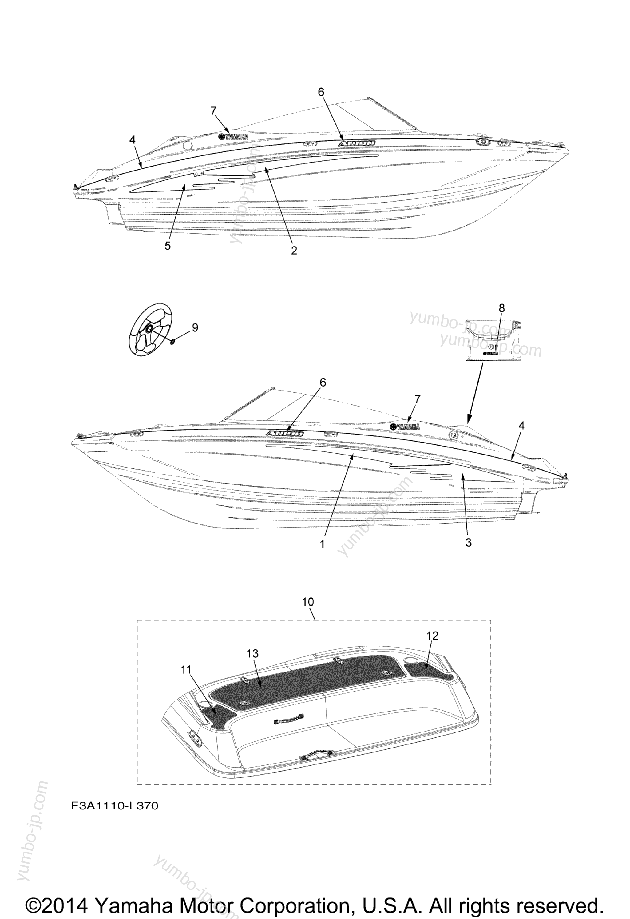 Graphics & Mats for boats YAMAHA AR190 (RX1800AL) 2012 year