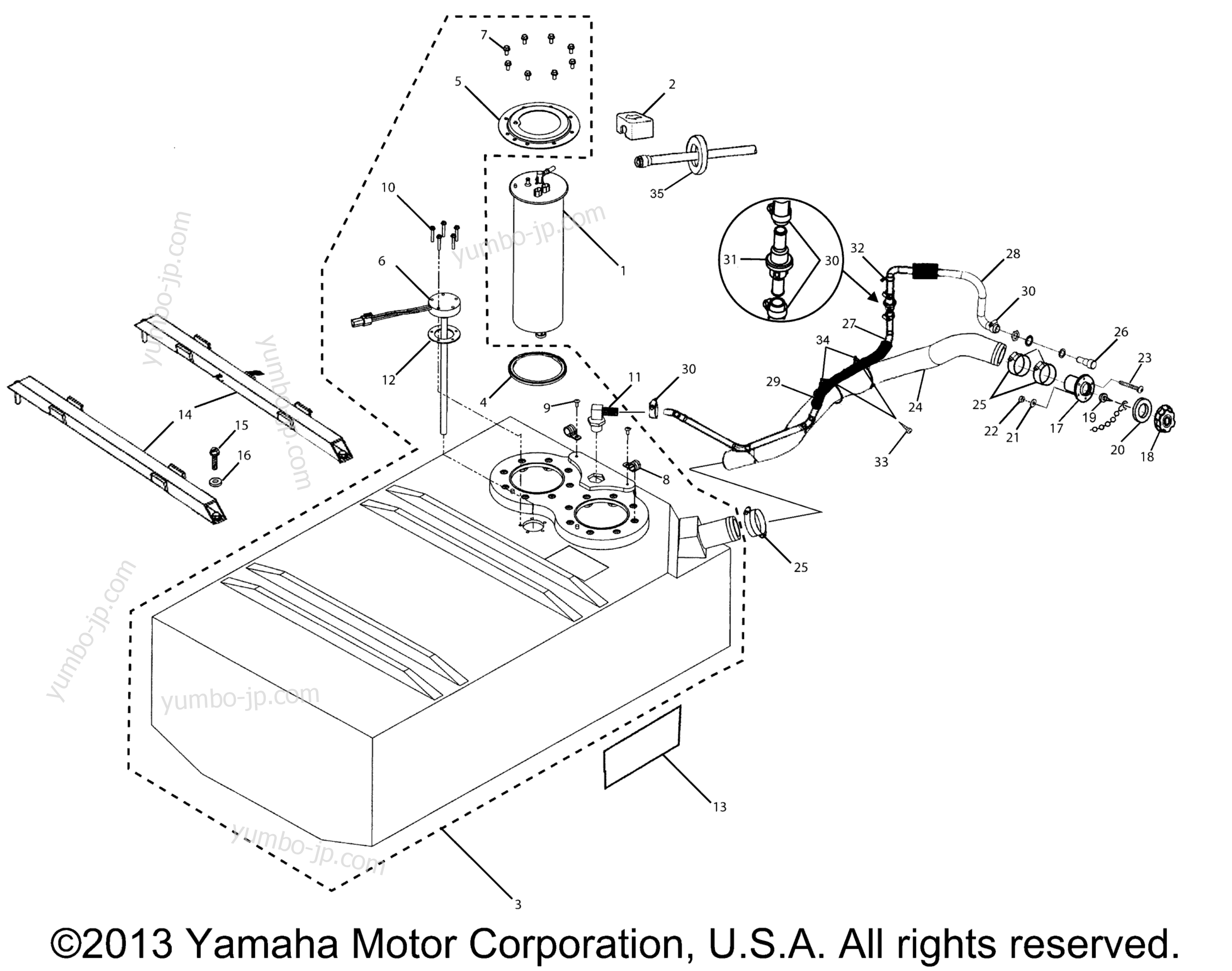 Топливный бак для катеров YAMAHA SR230 HO (SXT1100F) 2007 г.