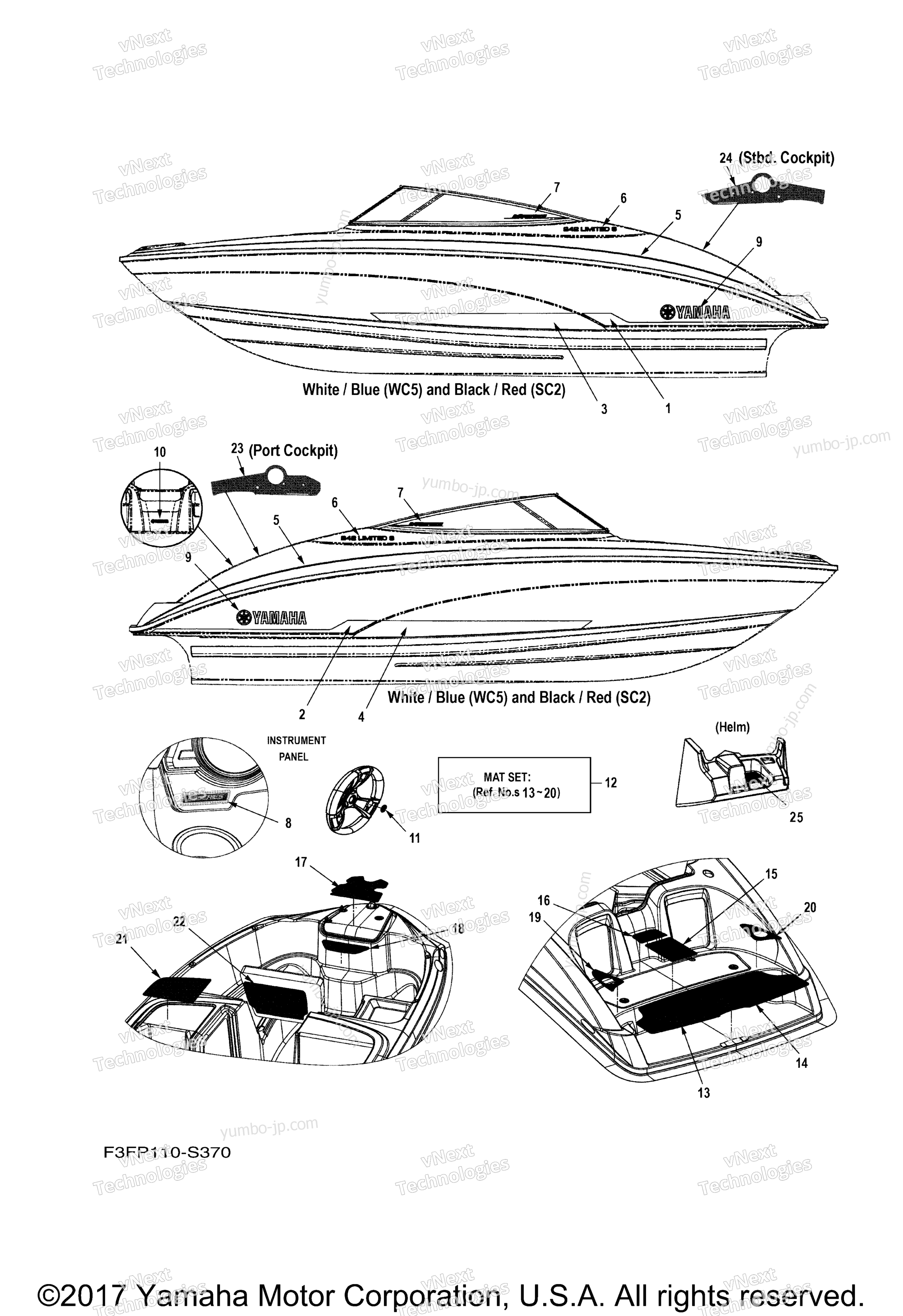 Graphics & Mats for boats YAMAHA 242 LTD S E SERIES CALIFORNIA (SAT1800FLS) CA 2017 year
