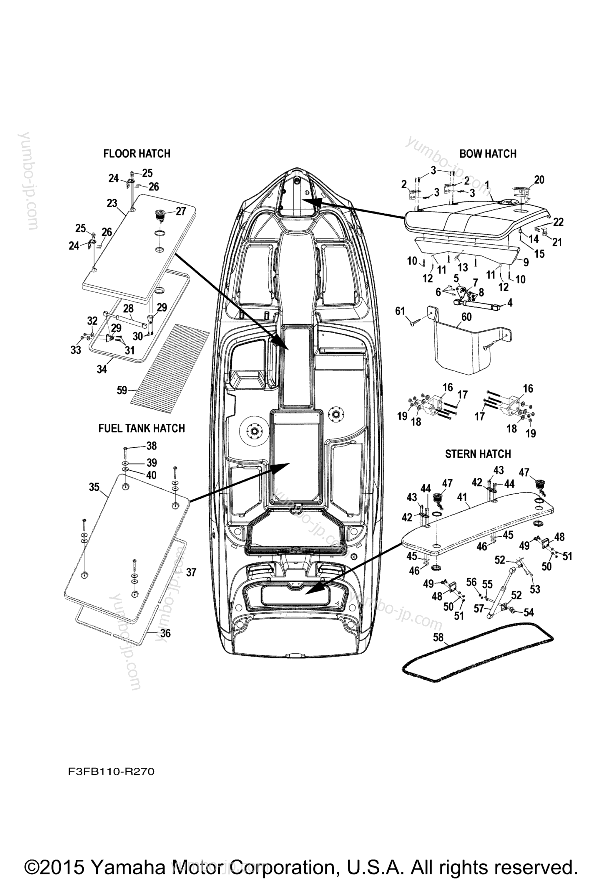 Deck Hatch 1 для катеров YAMAHA 242 LIMITED S (SAT1800C-R) 2016 г.