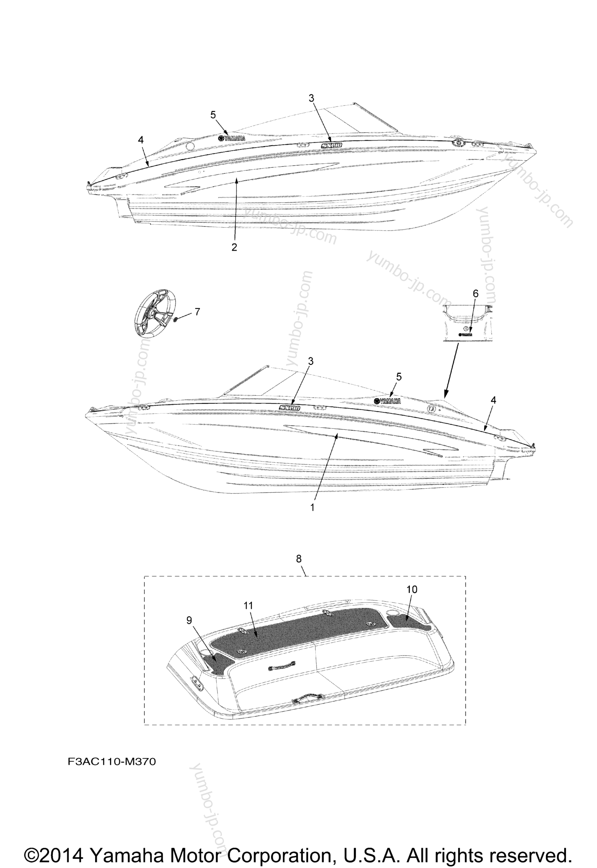 Graphics & Mats for boats YAMAHA SX190 (RX1800CMB) 2013 year