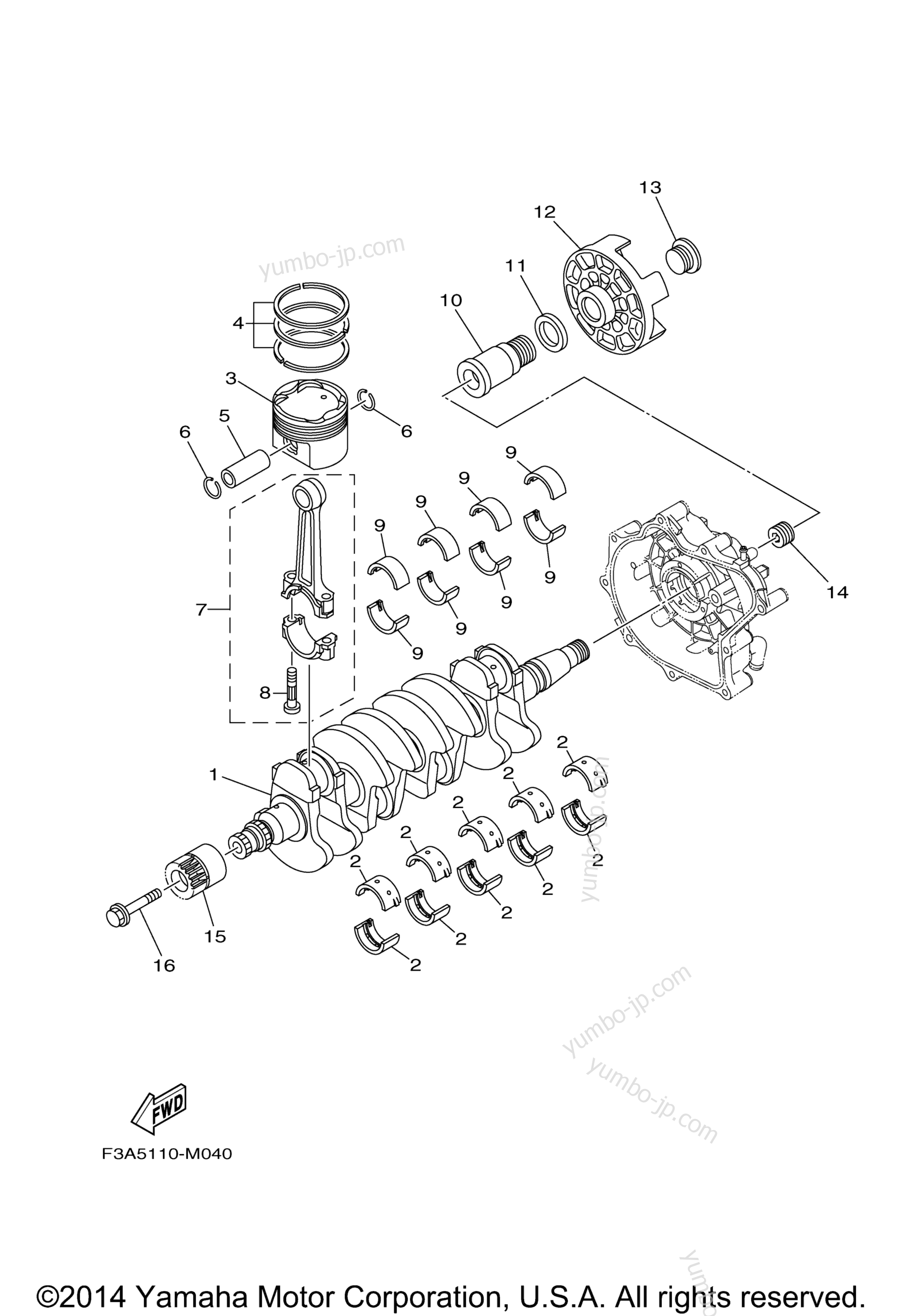 Crankshaft & Piston для катеров YAMAHA SX190 CALIFORNIA (RX1800CLN) CA 2014 г.