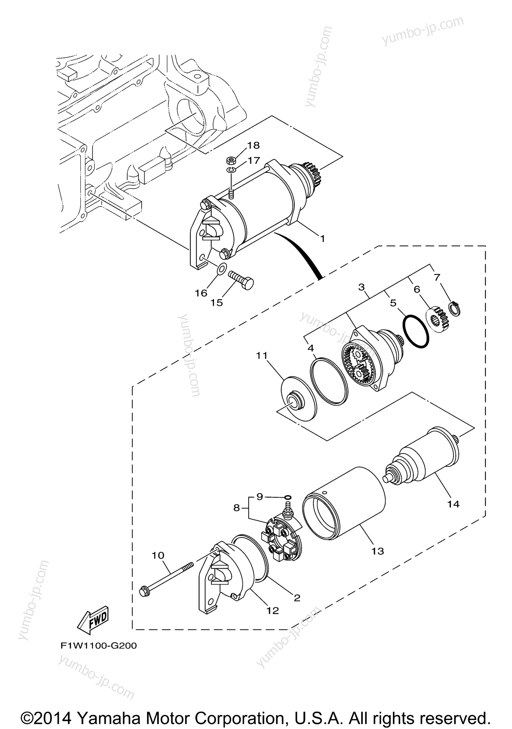 STARTING MOTOR для катеров YAMAHA AR192 (RM1800AM) 2013 г.