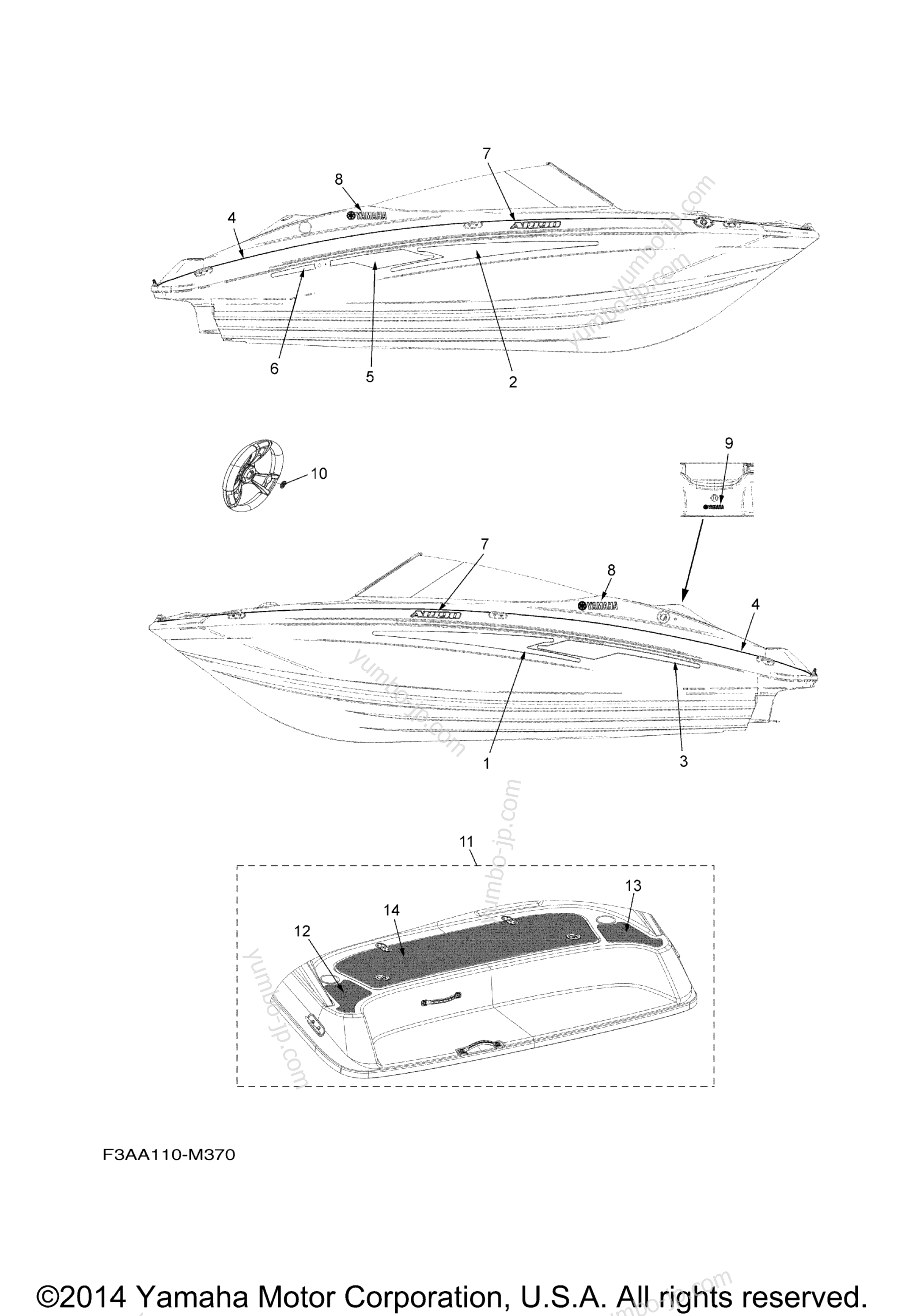 Graphics & Mats for boats YAMAHA AR190 (RX1800BMC) 2013 year
