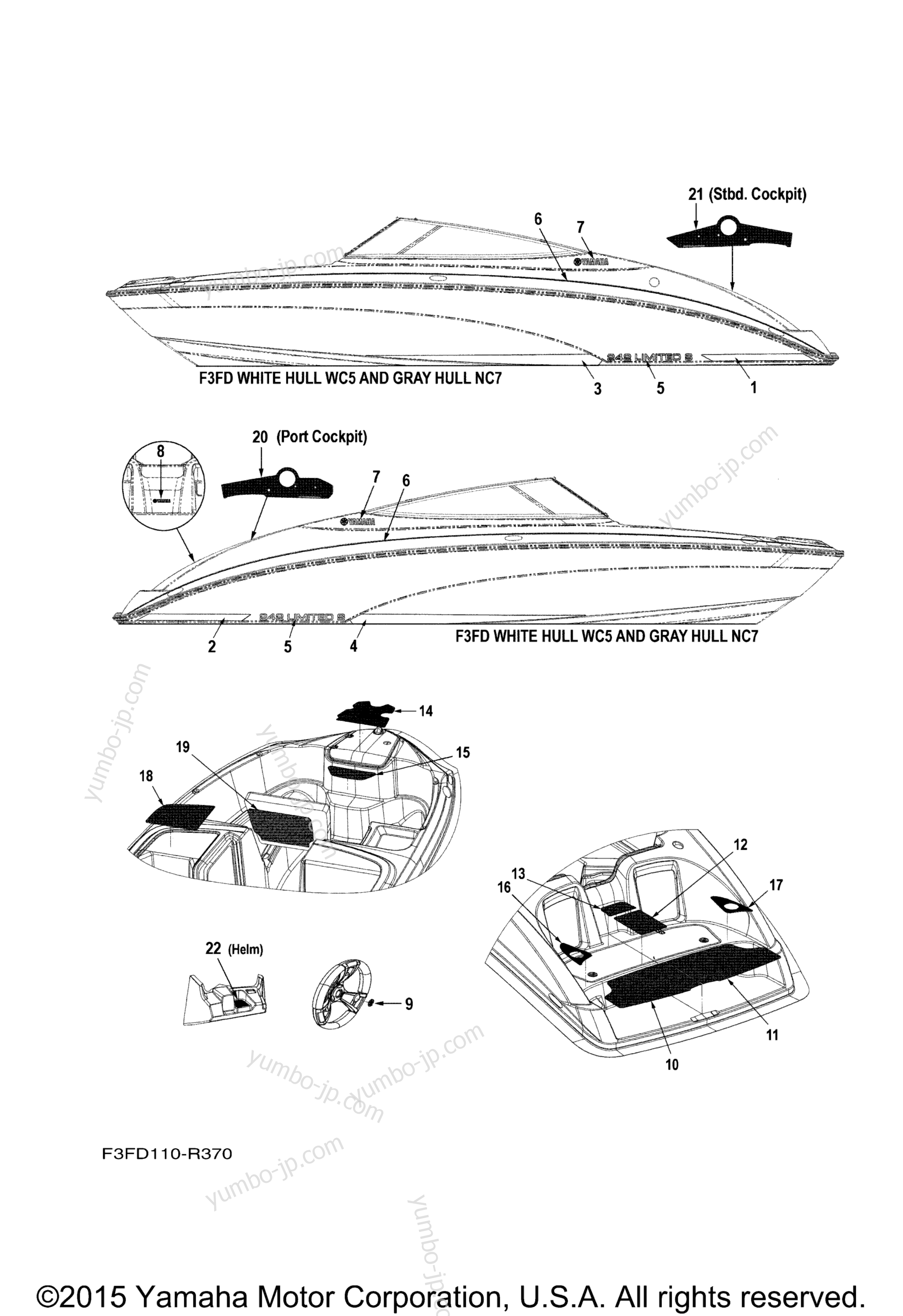 Graphics & Mats for boats YAMAHA 242 LIMITED S (SAT1800CR) 2016 year