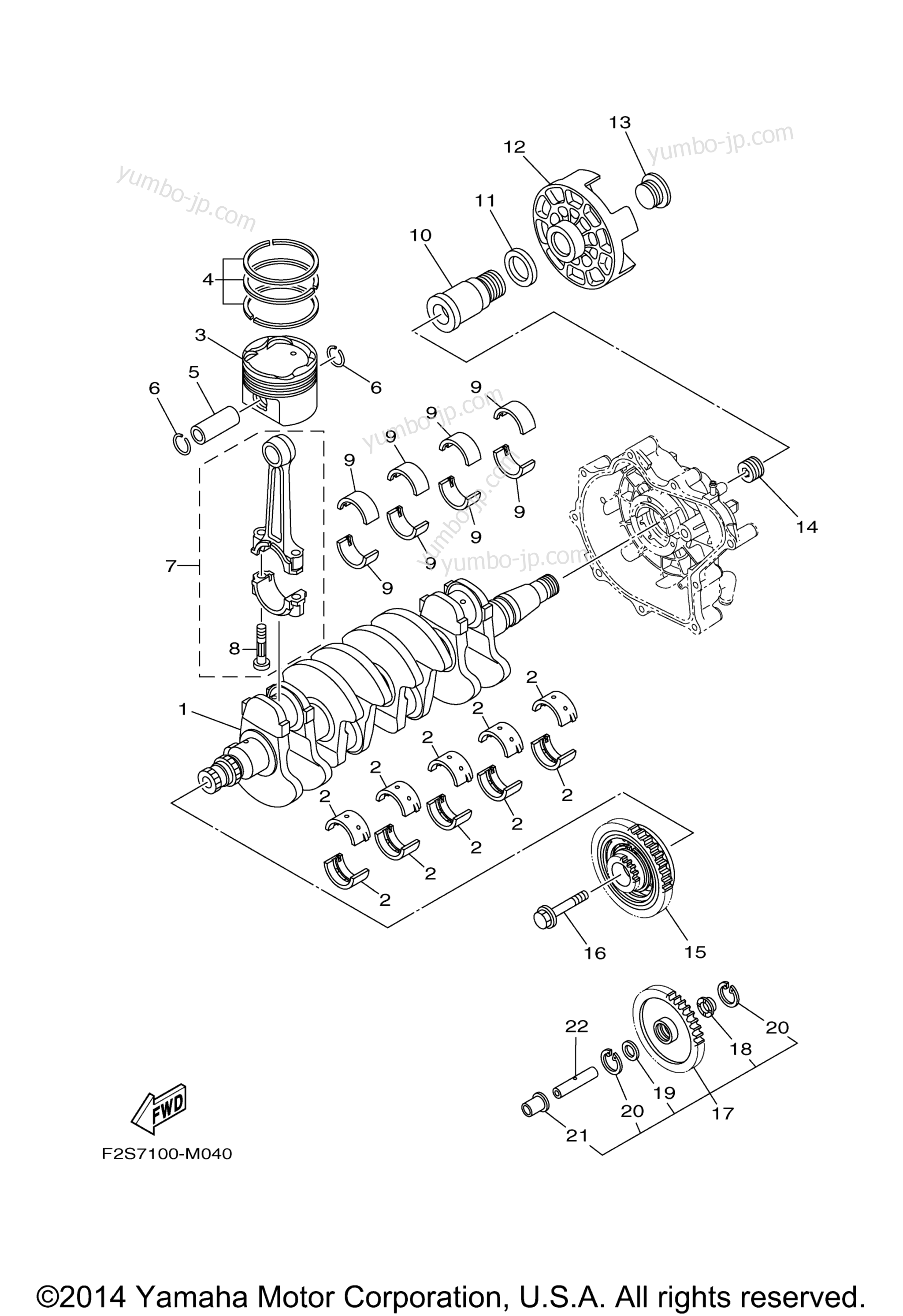 Crankshaft & Piston для катеров YAMAHA AR192 (RM1800AN) 2014 г.
