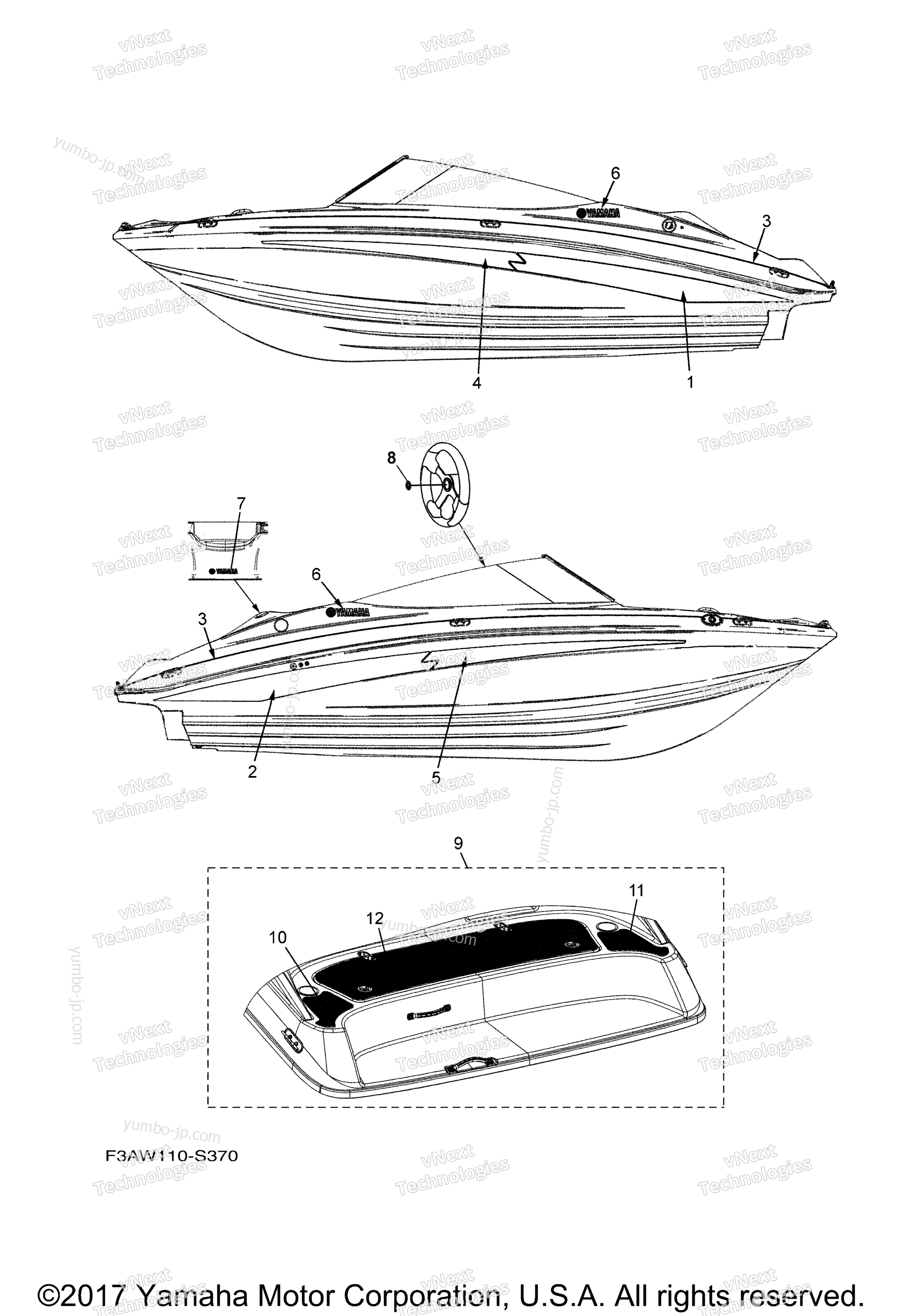 Graphics & Mats for boats YAMAHA SX190 CALIFORNIA (RX1800BLS) CA 2017 year