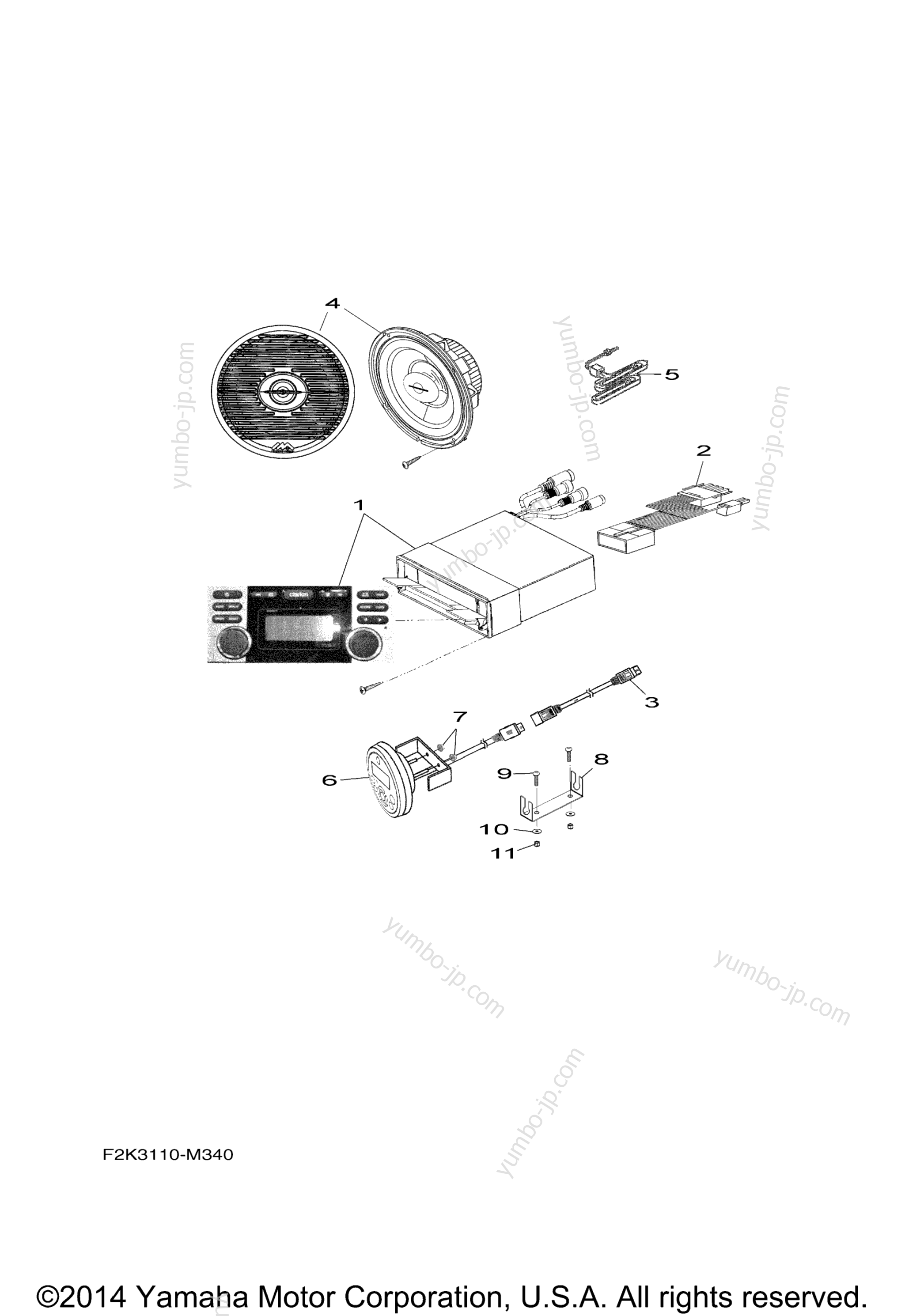 Stereo&Optional Equipment для катеров YAMAHA SX210 (LAT1100BM) 2013 г.