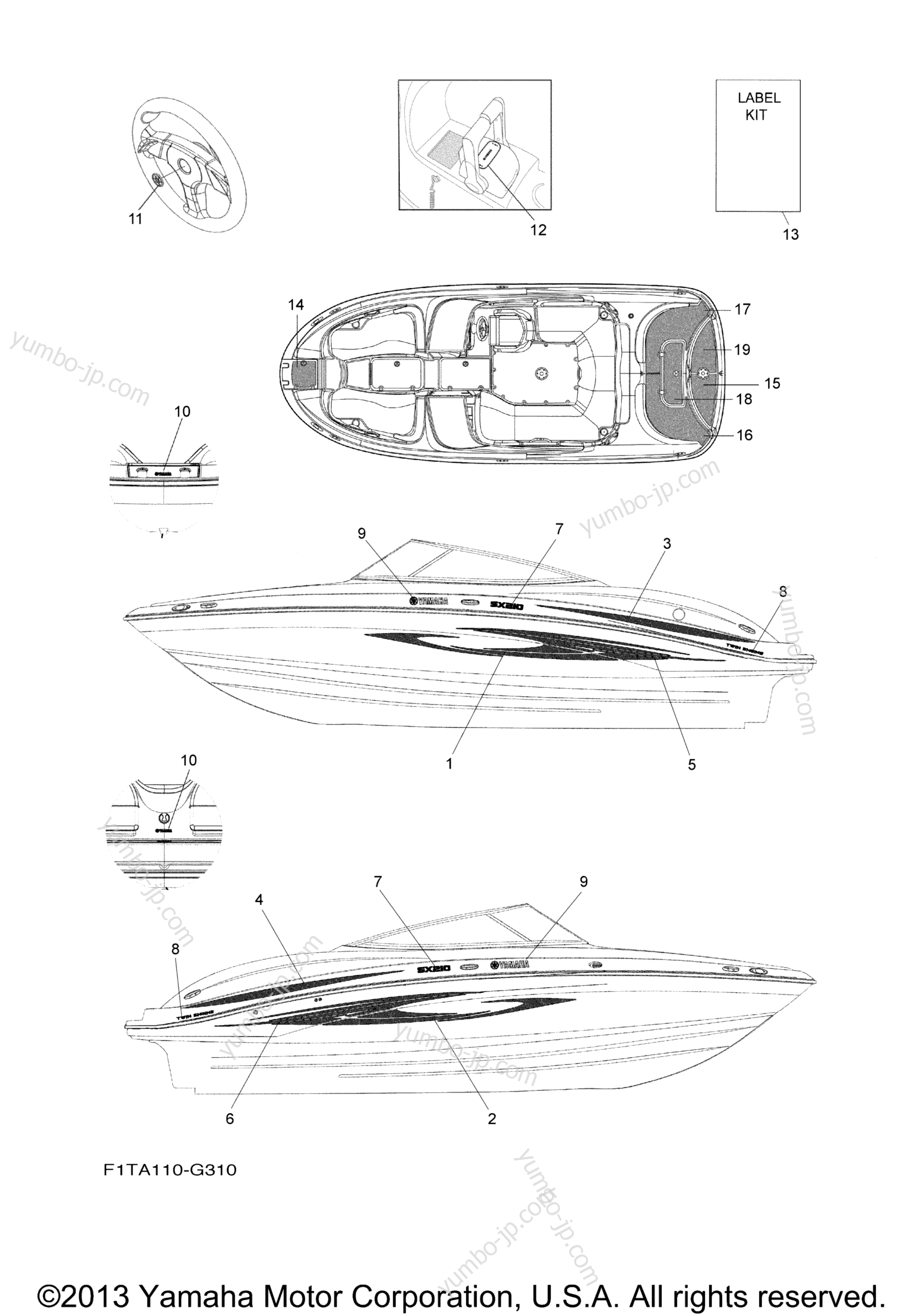 Graphics for boats YAMAHA SX210 (FRT1100CG) 2008 year