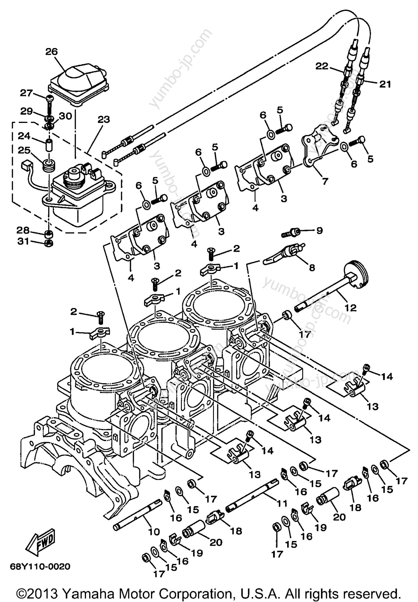 Cylinder Crankcase 2 for boats YAMAHA XR1800 (XRT1200Y) 2000 year